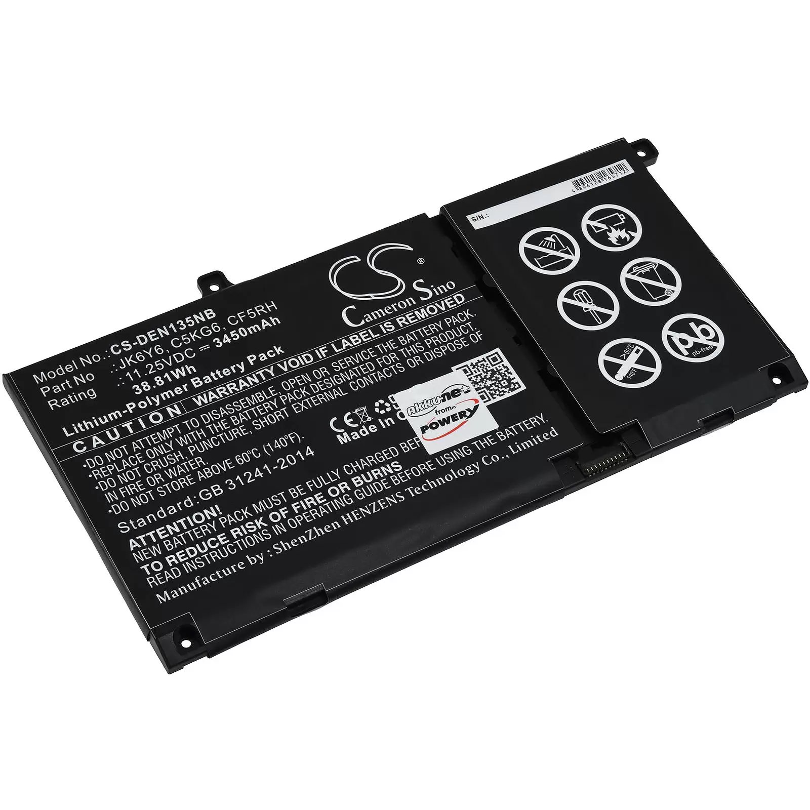 Akku passend für Laptop Dell Vostro 5402, Latitude 15 3510, Typ JK6Y6 u.a.