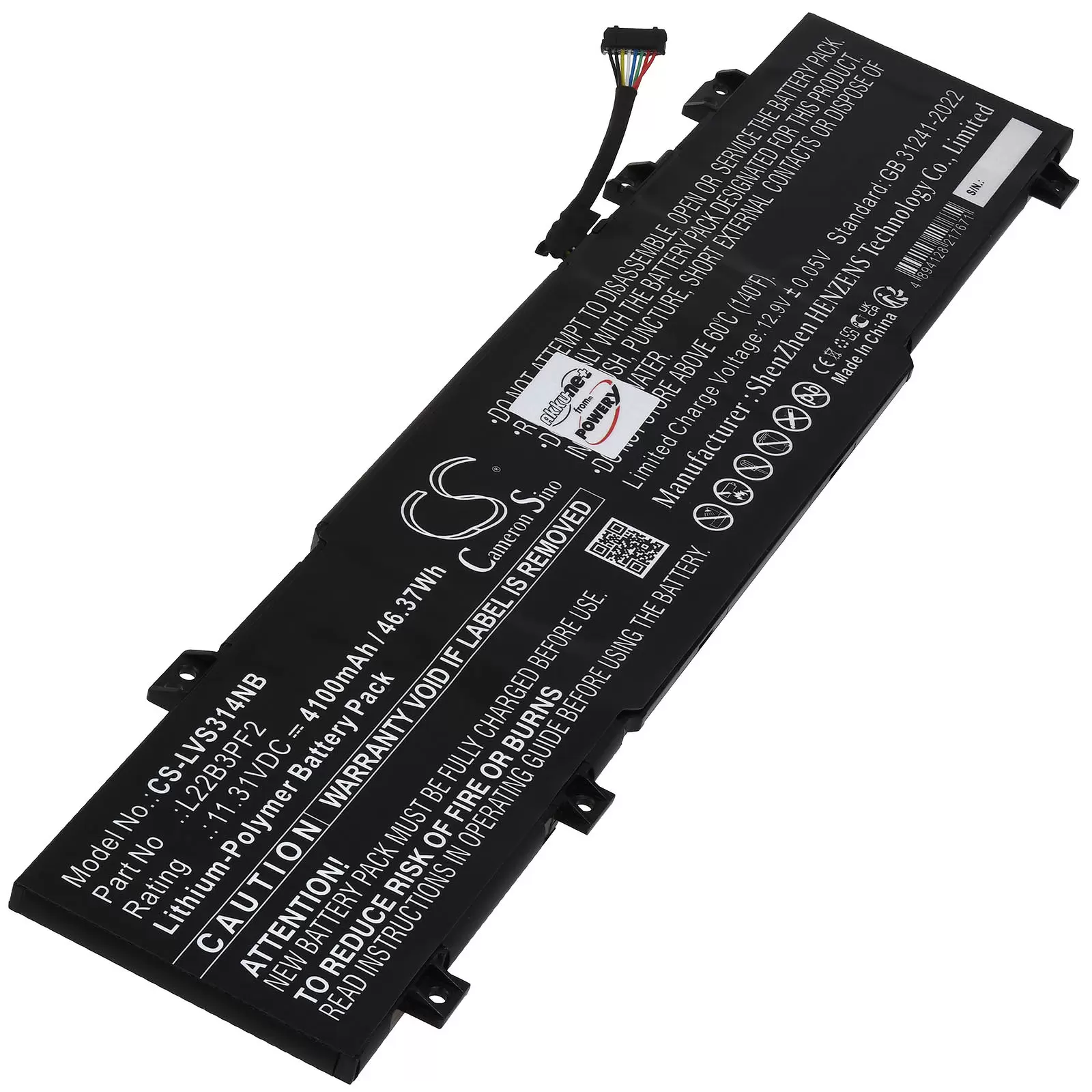 Akku passend für Laptop Lenovo IdeaPad Slim 3 15ABR8 82XM00AQGE Slim 3 15ABR8 82XM0084GE Typ L22B3PF2