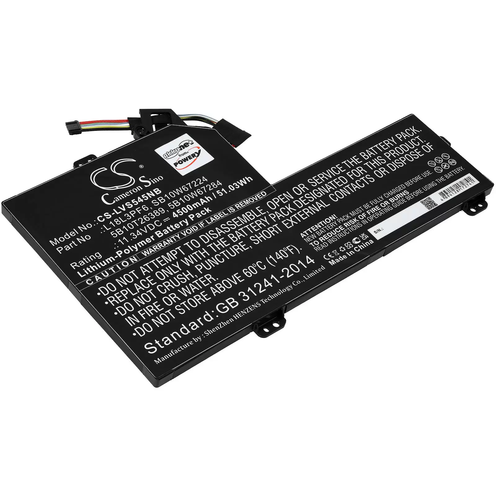 Akku passend für Laptop Lenovo IdeaPad Ideapad S540-15IWL GTX, Typ SB10W67224 Akku passend für Laptop Lenovo IdeaPad Ideapad S540-15IWL GTX, Typ SB10W67224