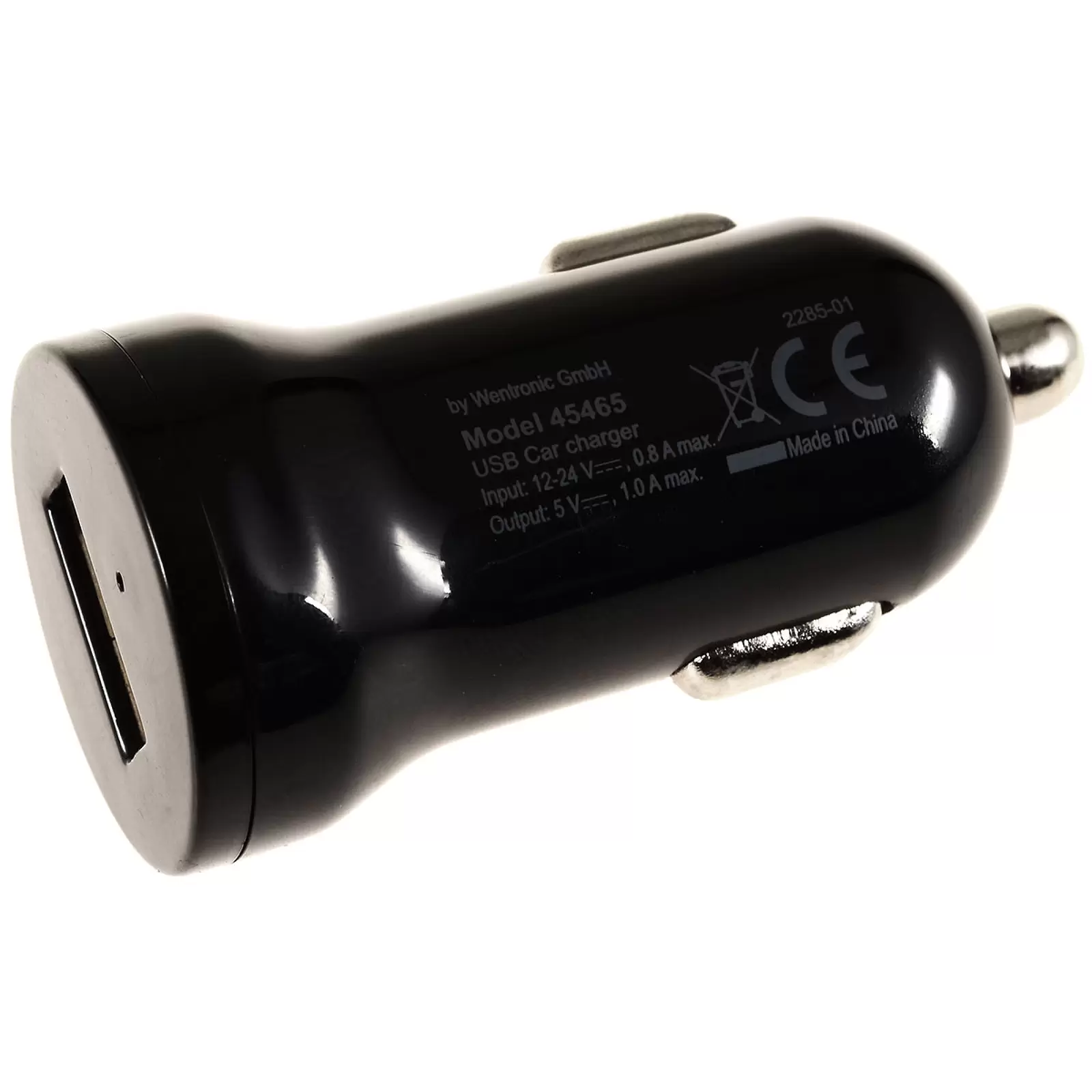 KfZ Reiseladeadapter 12-24V auf 1x USB 1000mA Schwarz KfZ Reiseladeadapter 12-24V auf 1x USB 1000mA Schwarz