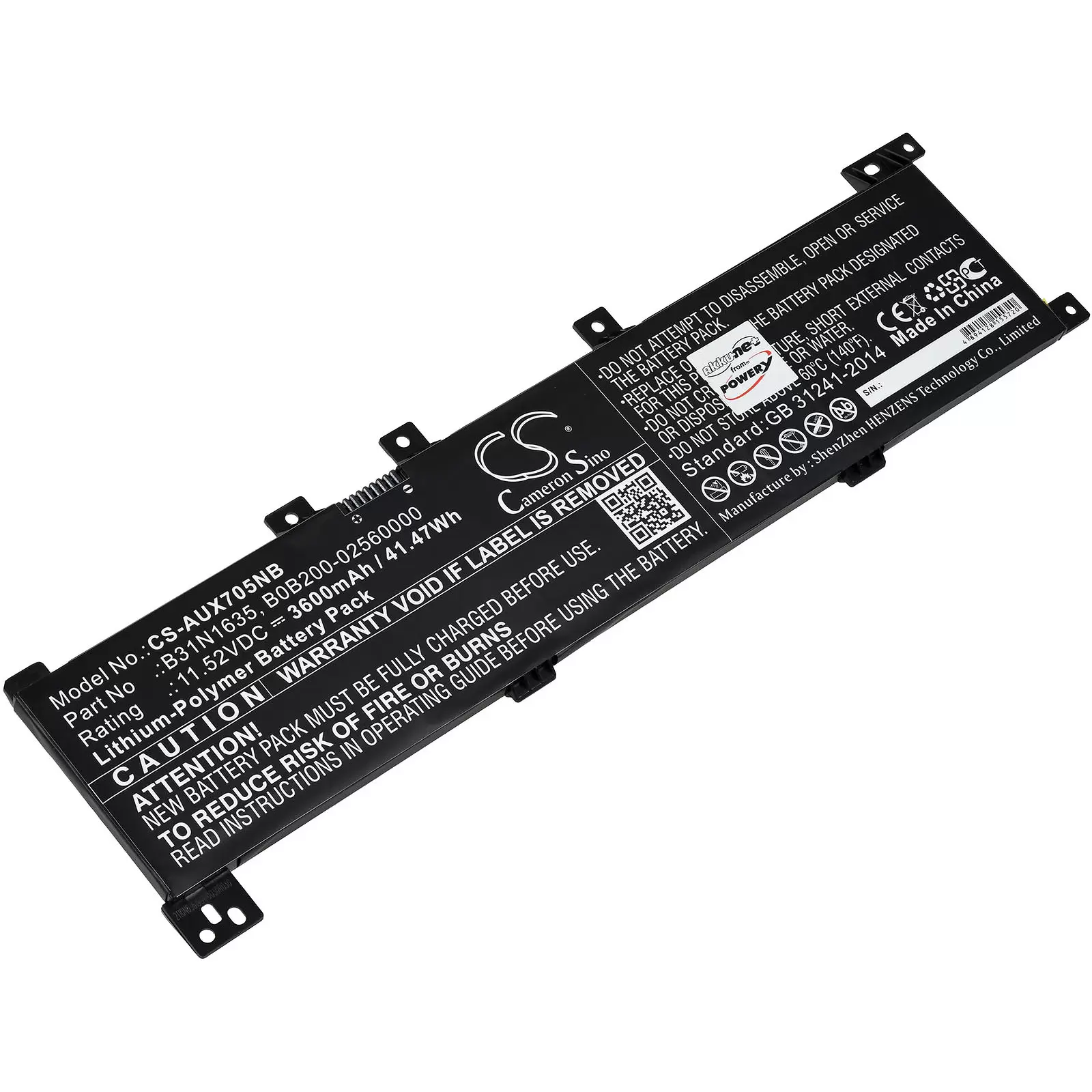 Akku passend für Laptop Asus X705, Vivobook 17, Typ B31N1635 Akku passend für Laptop Asus X705, Vivobook 17, Typ B31N1635