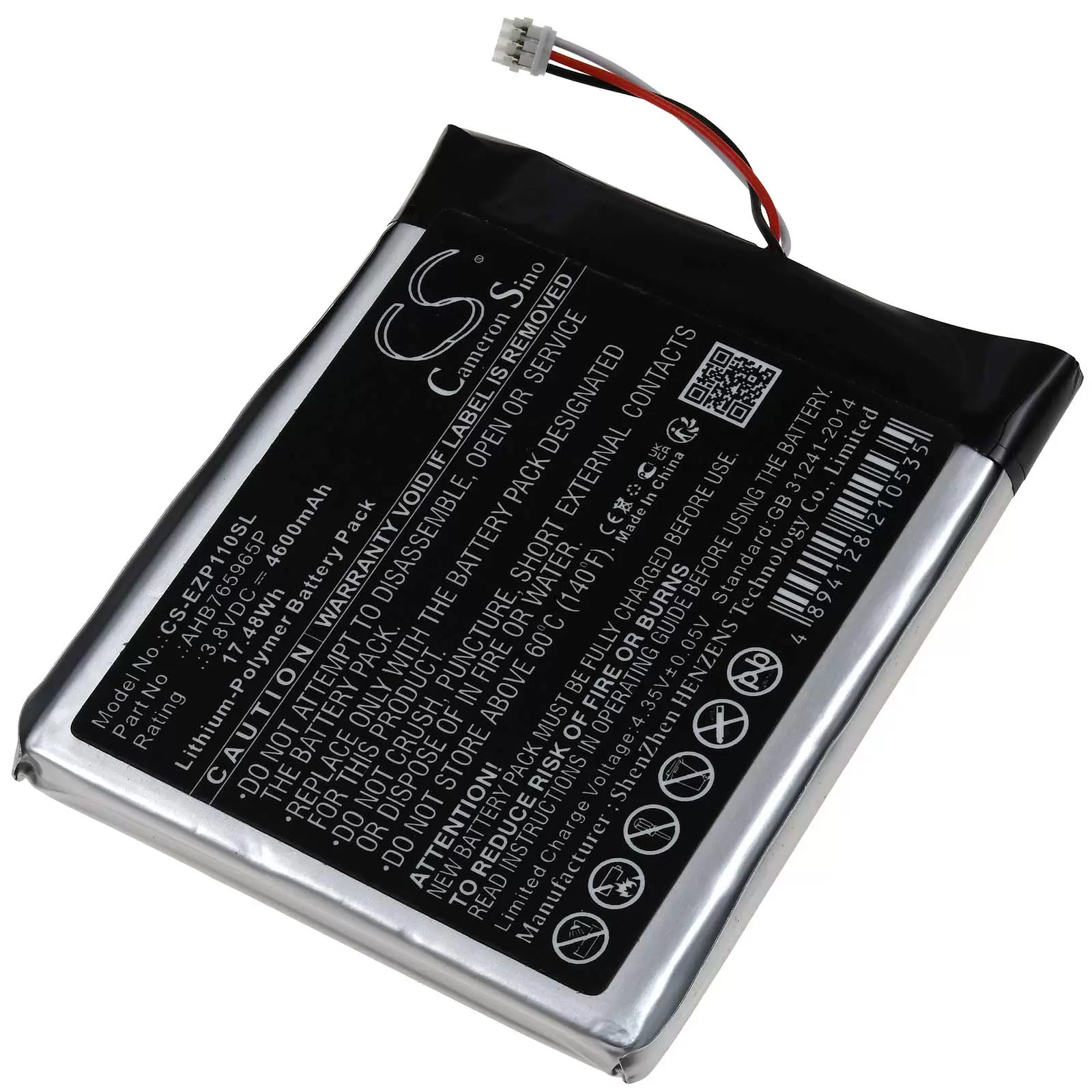 Akku passend für Kamera Türspion ezviz DP1C DP1C-4A1WPFBSR Typ AHB765965P Akku passend für Kamera Türspion ezviz DP1C DP1C-4A1WPFBSR Typ AHB765965P