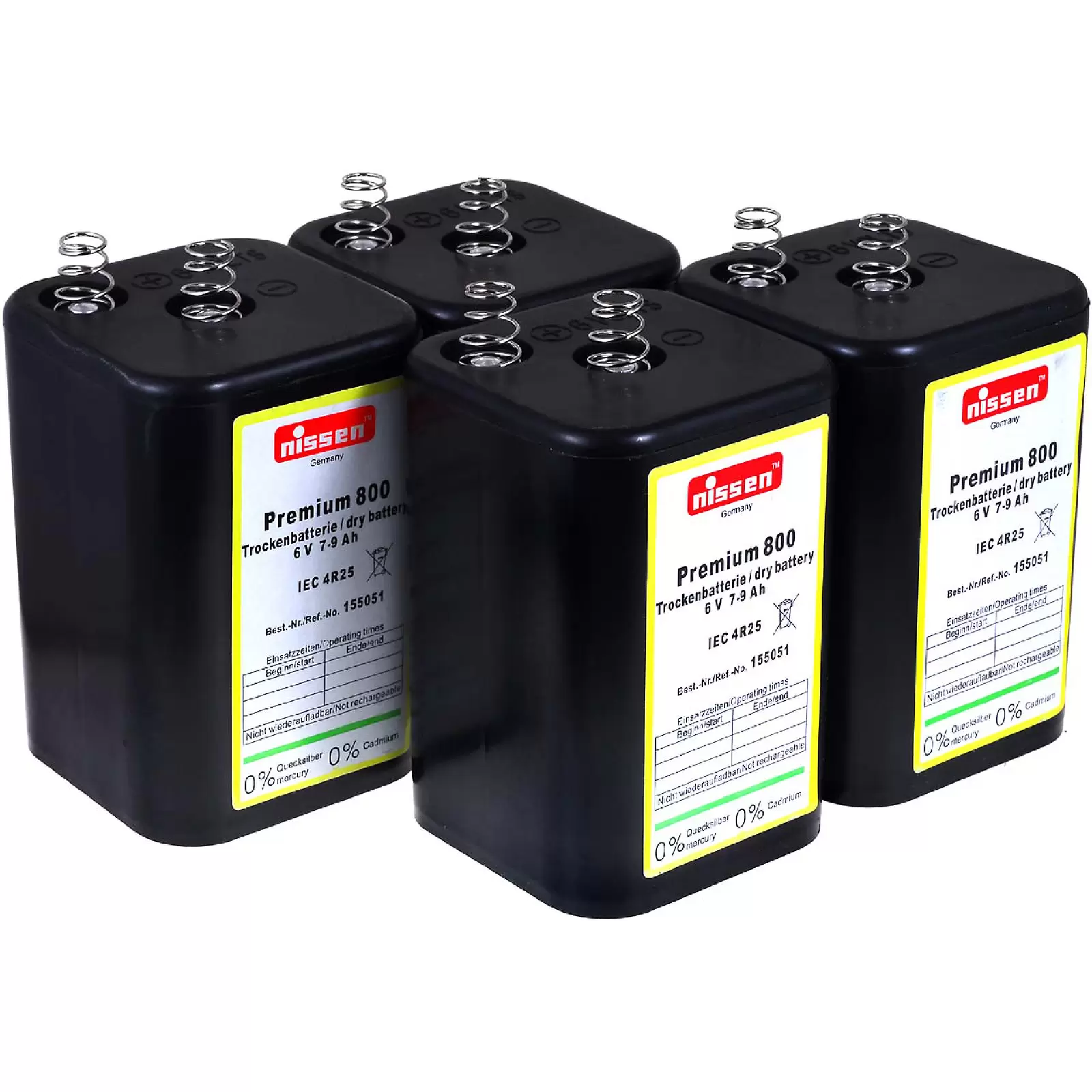 4R25 6V-Blockbatterie Ersatz für Nissen Laternenbatterie IEC 4R25 4er Set