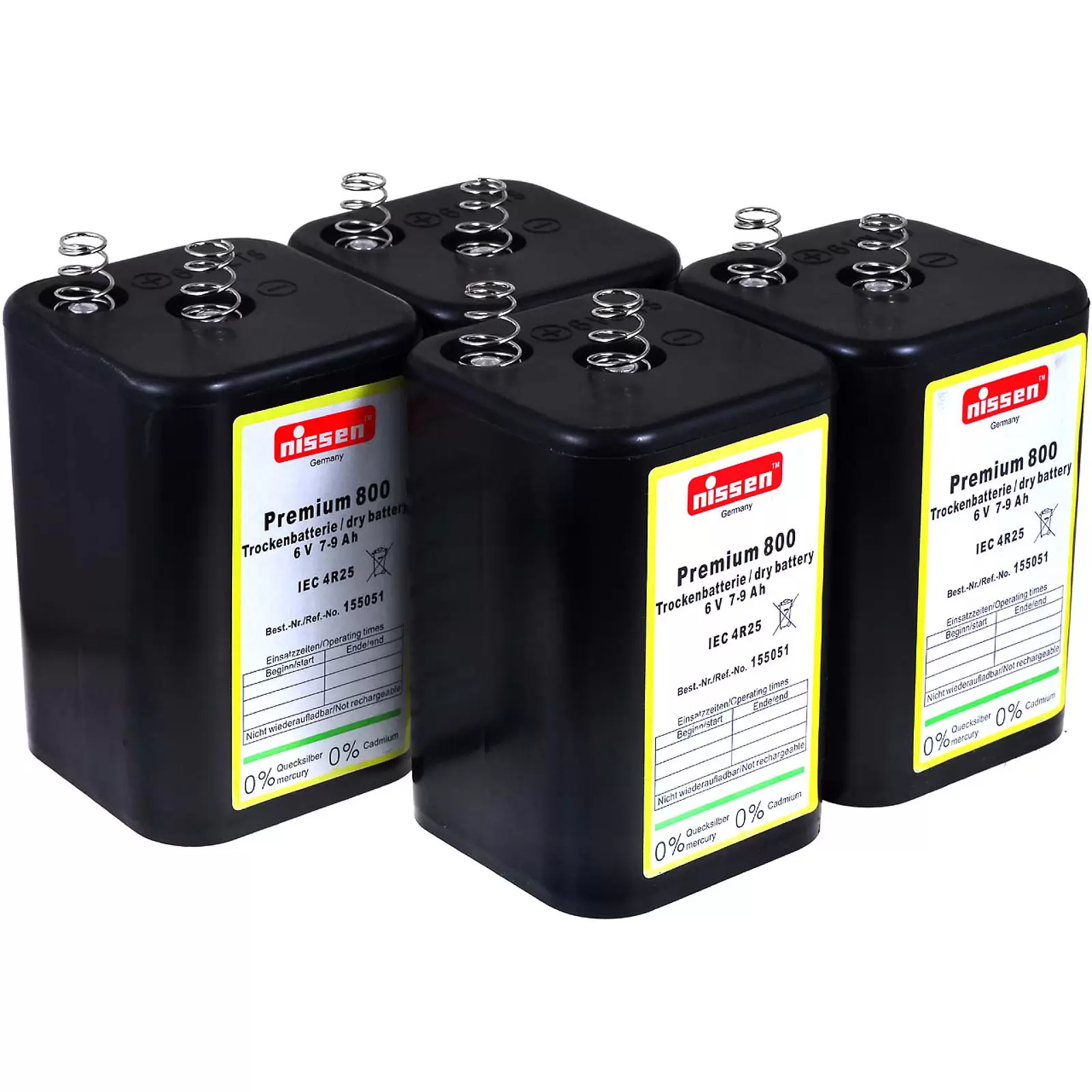 4R25 6V-Blockbatterie Ersatz für Nissen Laternenbatterie IEC 4R25 4er Set 4R25 6V-Blockbatterie Ersatz für Nissen Laternenbatterie IEC 4R25 4er Set