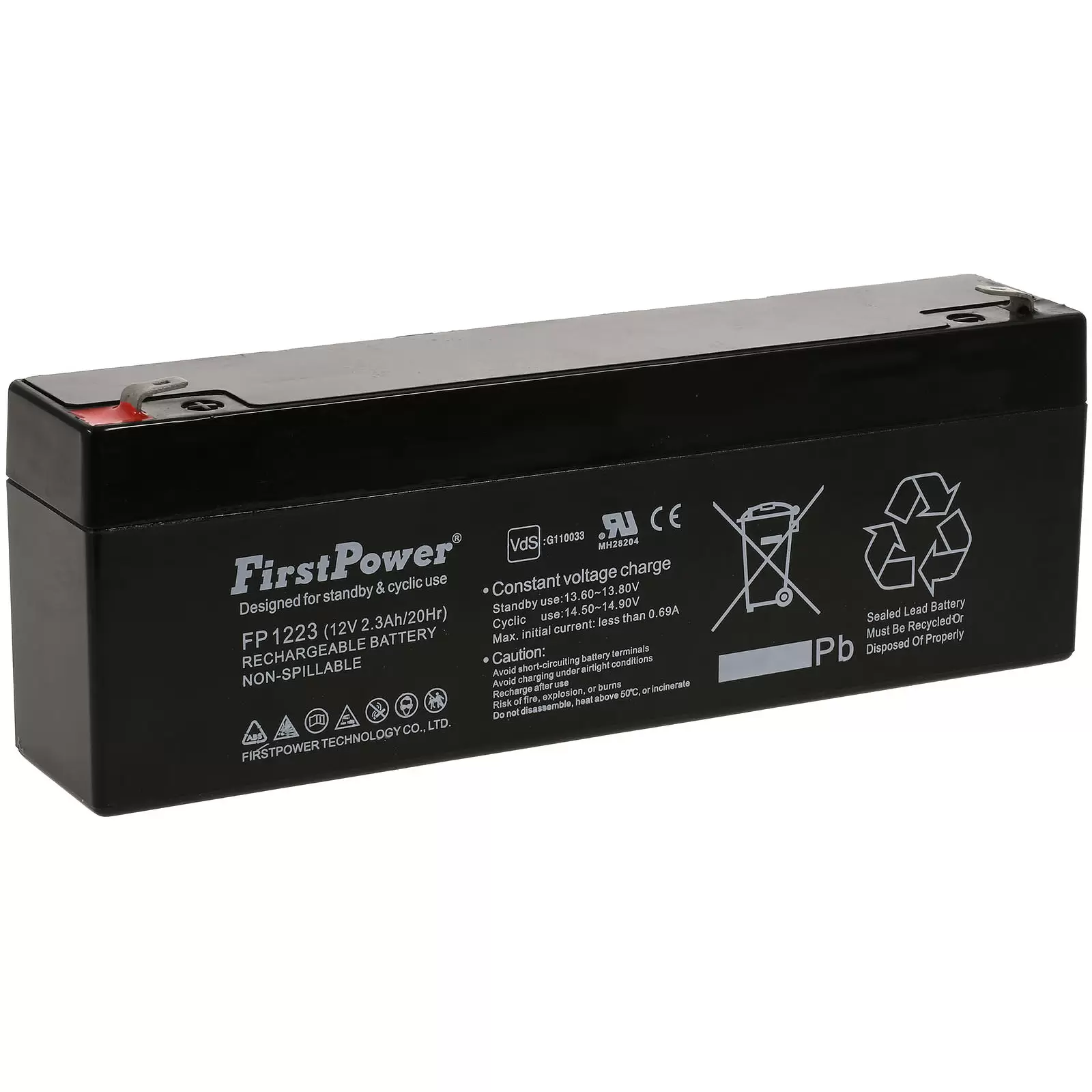 FirstPower Blei-Gel Akku FP1223 VdS 12V 2,3Ah