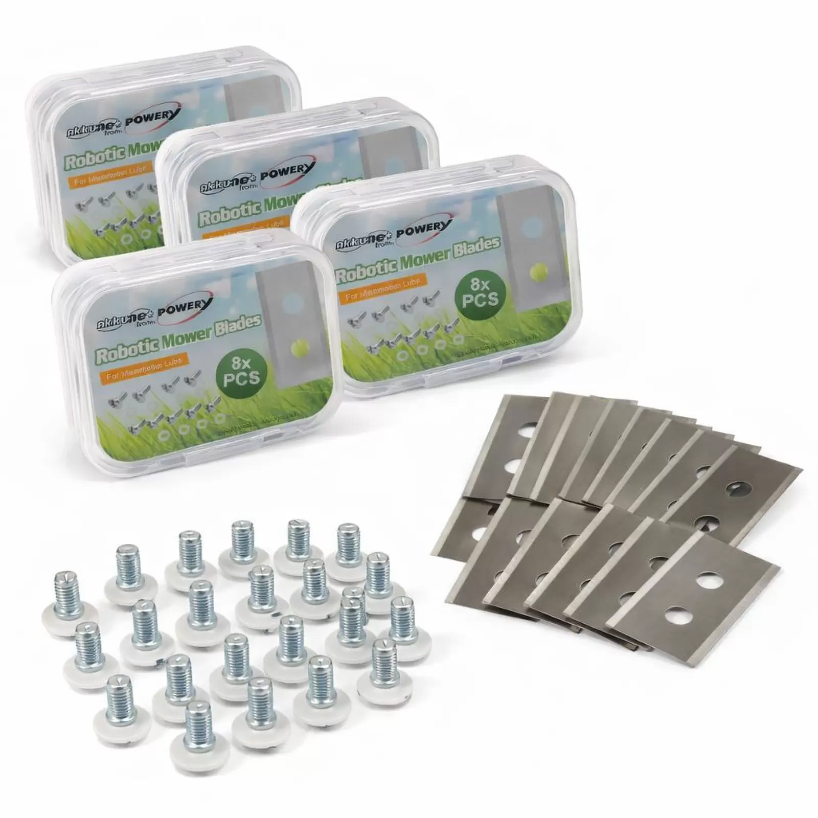 32x Ersatzklingen für Mähroboter YUKA 600 bis YUKA 1500 inkl. Schrauben