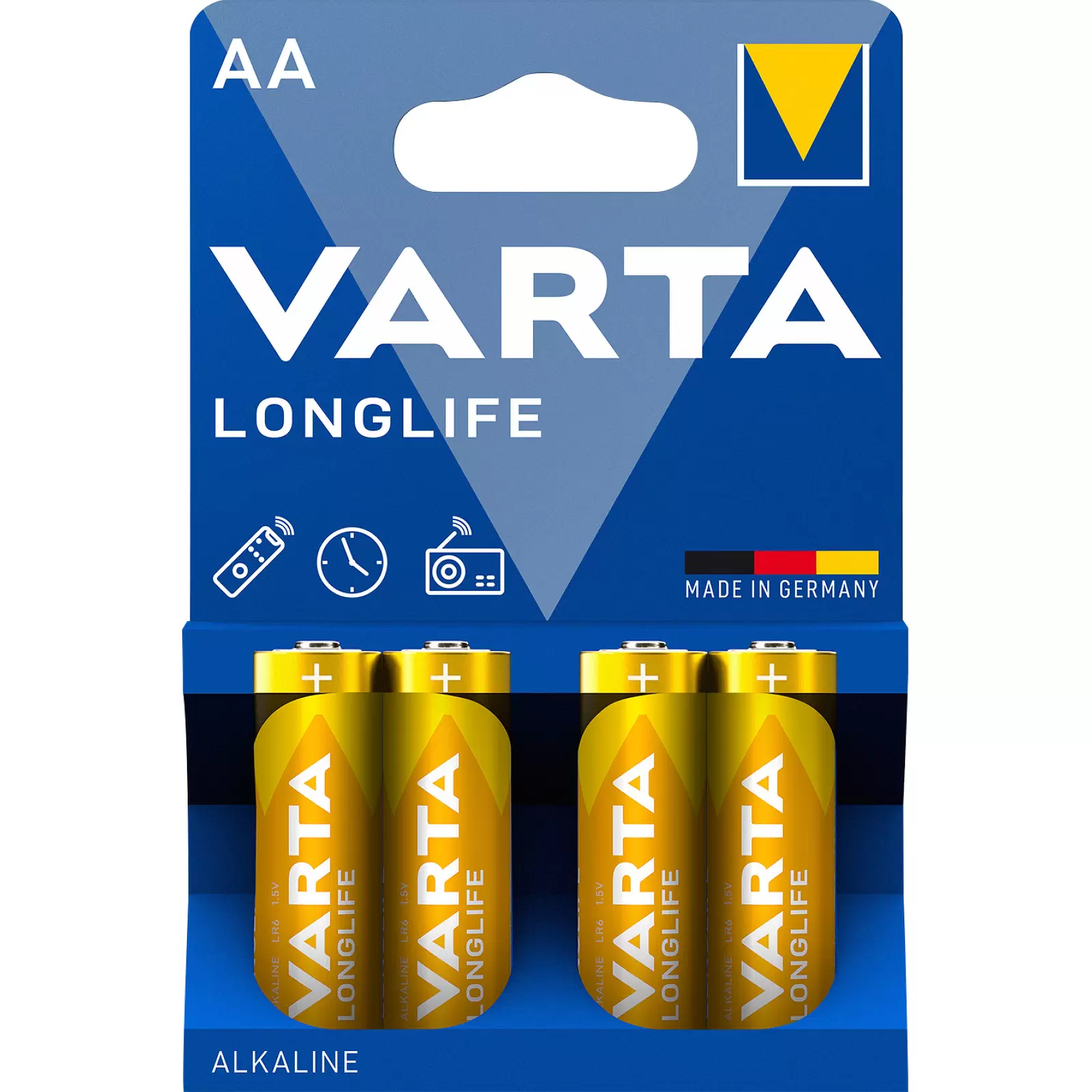 Varta Batterien AA LR06 Alkaline Mignon Longlife 1,5V 4er Blister