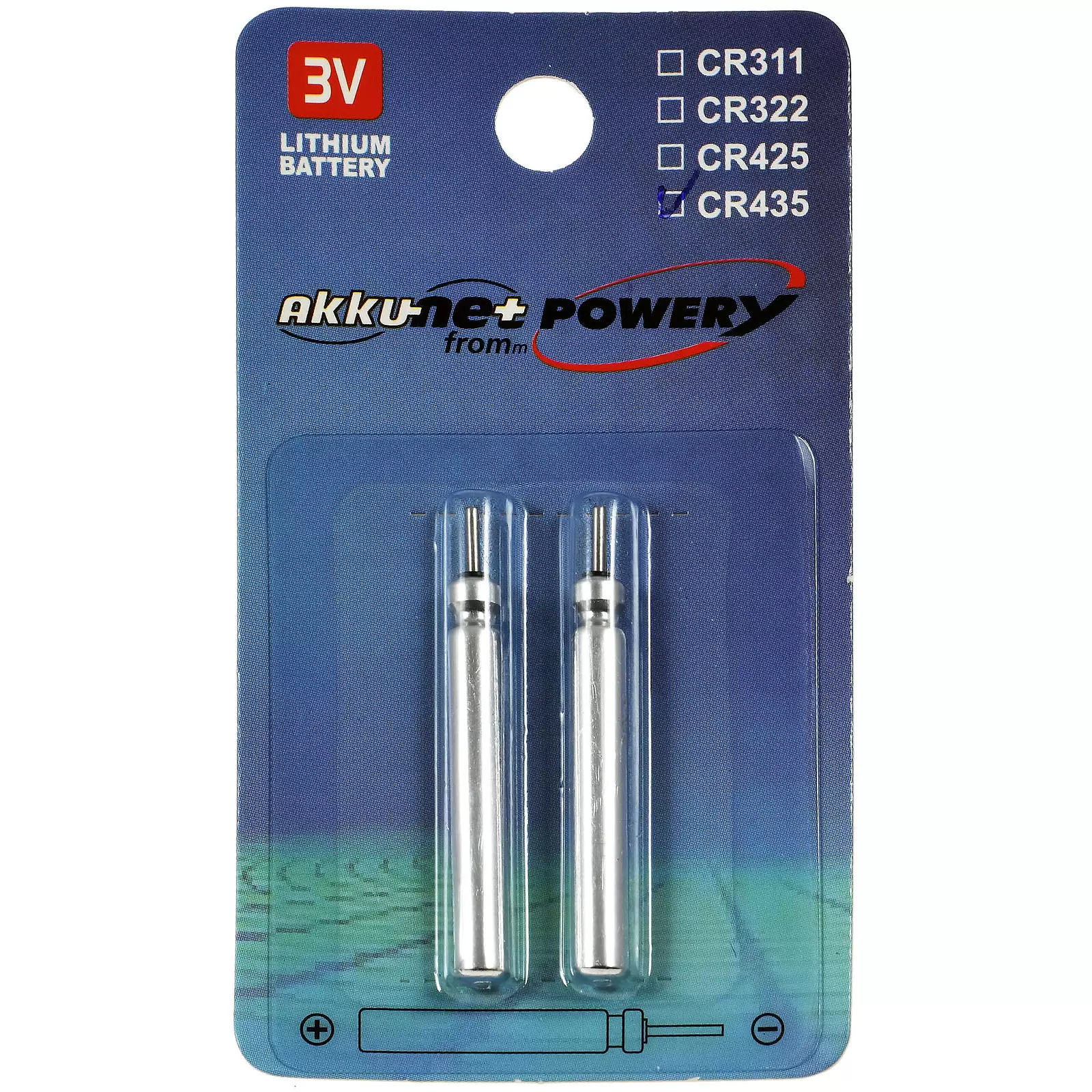 Stiftbatterie, Stabbatterie CR435 für Elektroposen, Anglerposen, Bissanzeiger Lithium 2er Blister