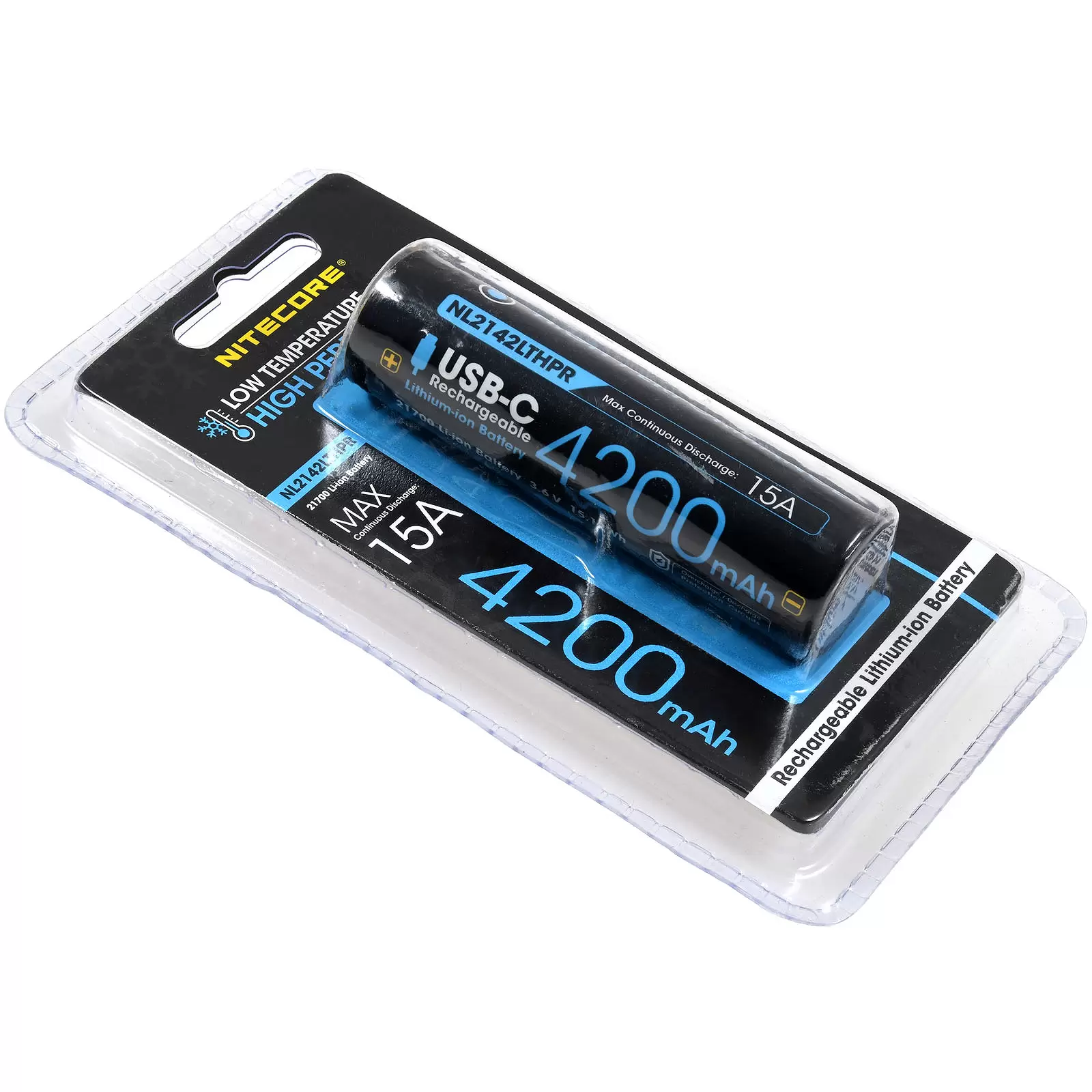 Nitecore Li-Ion Akku Typ 21700 NL2142LTHPR 4200mAh, mit USB, Niedertemperaturbeständig