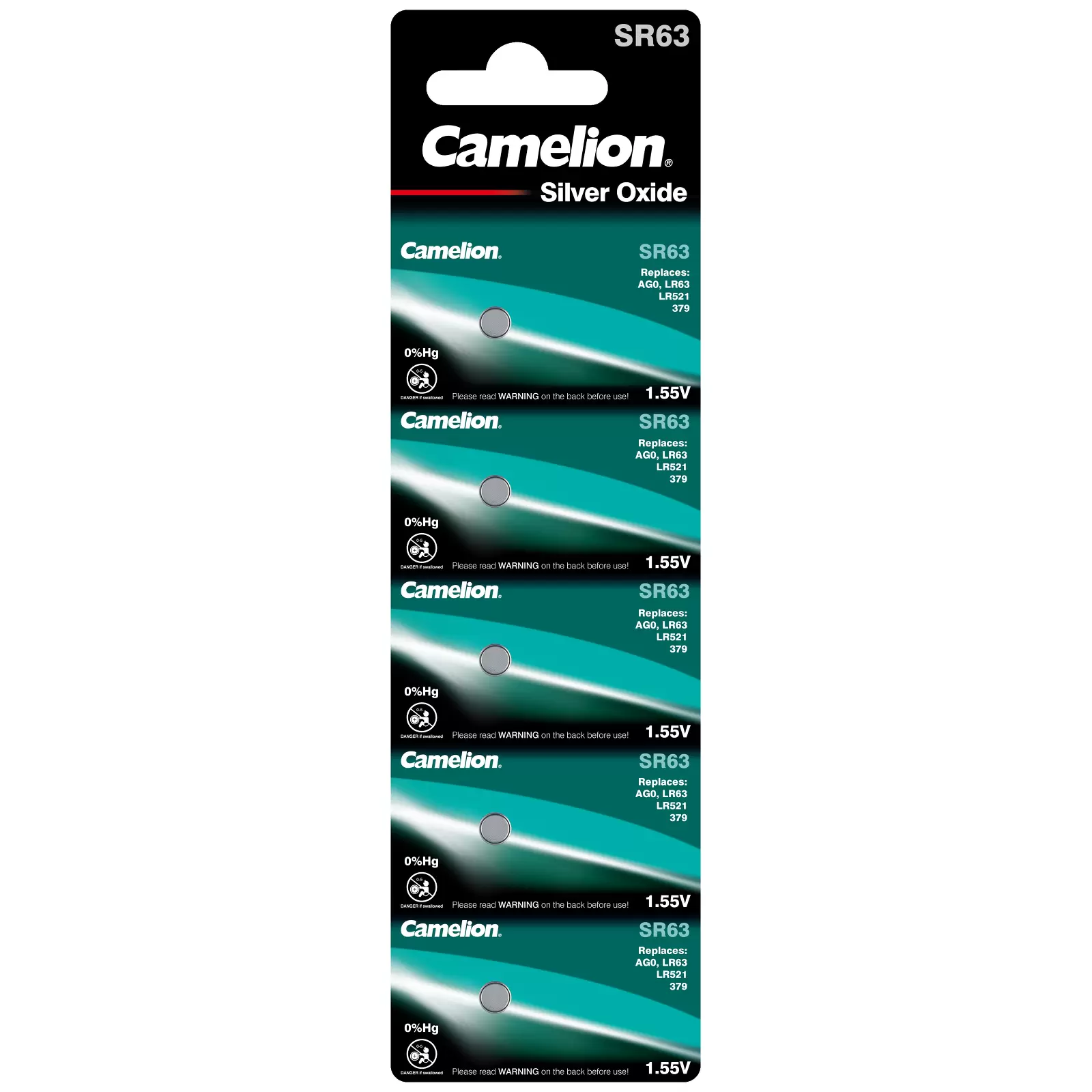 Camelion Silberoxid-Knopfzelle SR63 / SR63W / G0 / 379 / 379S / SR521 5er Blister Camelion Silberoxid-Knopfzelle SR63 / SR63W / G0 / 379 / 379S / SR521 5er Blister