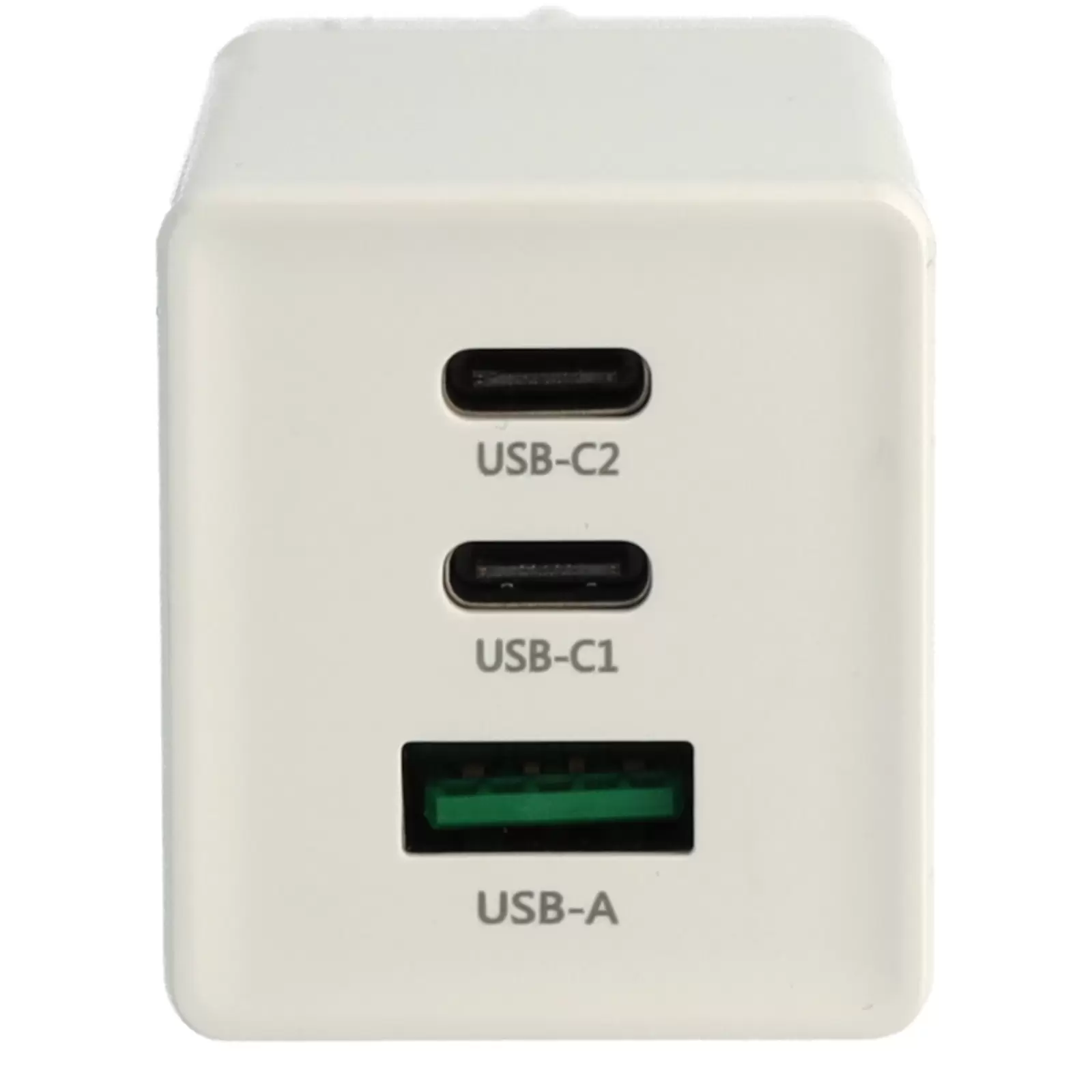 3-Port USB-C Power Delivery PPS-Ladegerät mit 2x USB-C, 1x USB-A / Adapter 65W GaN Weiß