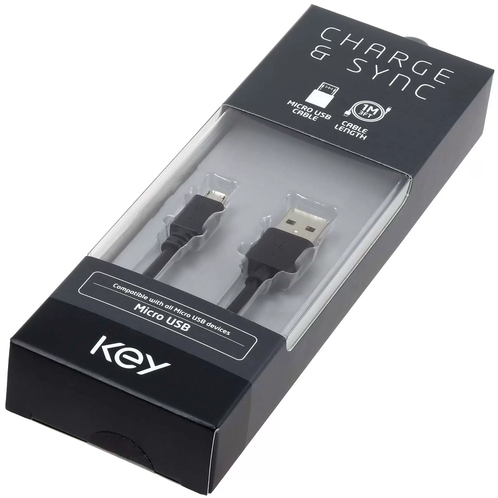 USB-A auf USB Micro Datenkabel Ladekabel kompatibel mit Key HKU908 1m schwarz
