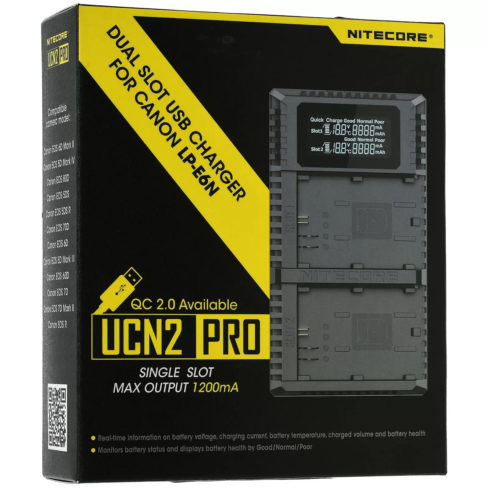 2-fach-USB-Ladegerät Nitecore UCN2 PRO für Canon Kamera-Akkus für z.B. EOS 5D Mark IV, Typ LP-E6N 2-fach-USB-Ladegerät Nitecore UCN2 PRO für Canon Kamera-Akkus für z.B. EOS 5D Mark IV, Typ LP-E6N