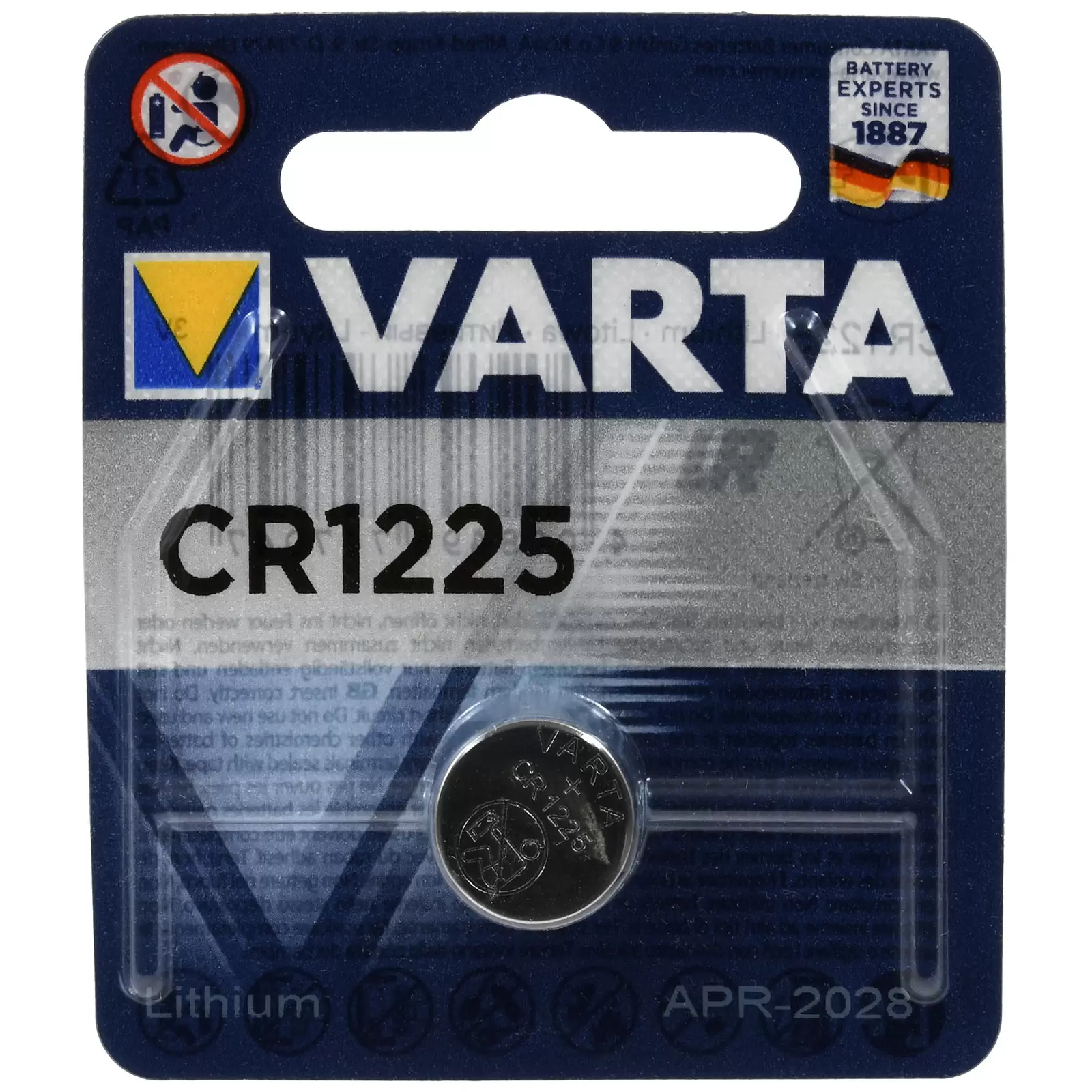 Lithium Knopfzelle, Batterie Varta CR1225 1er Blister