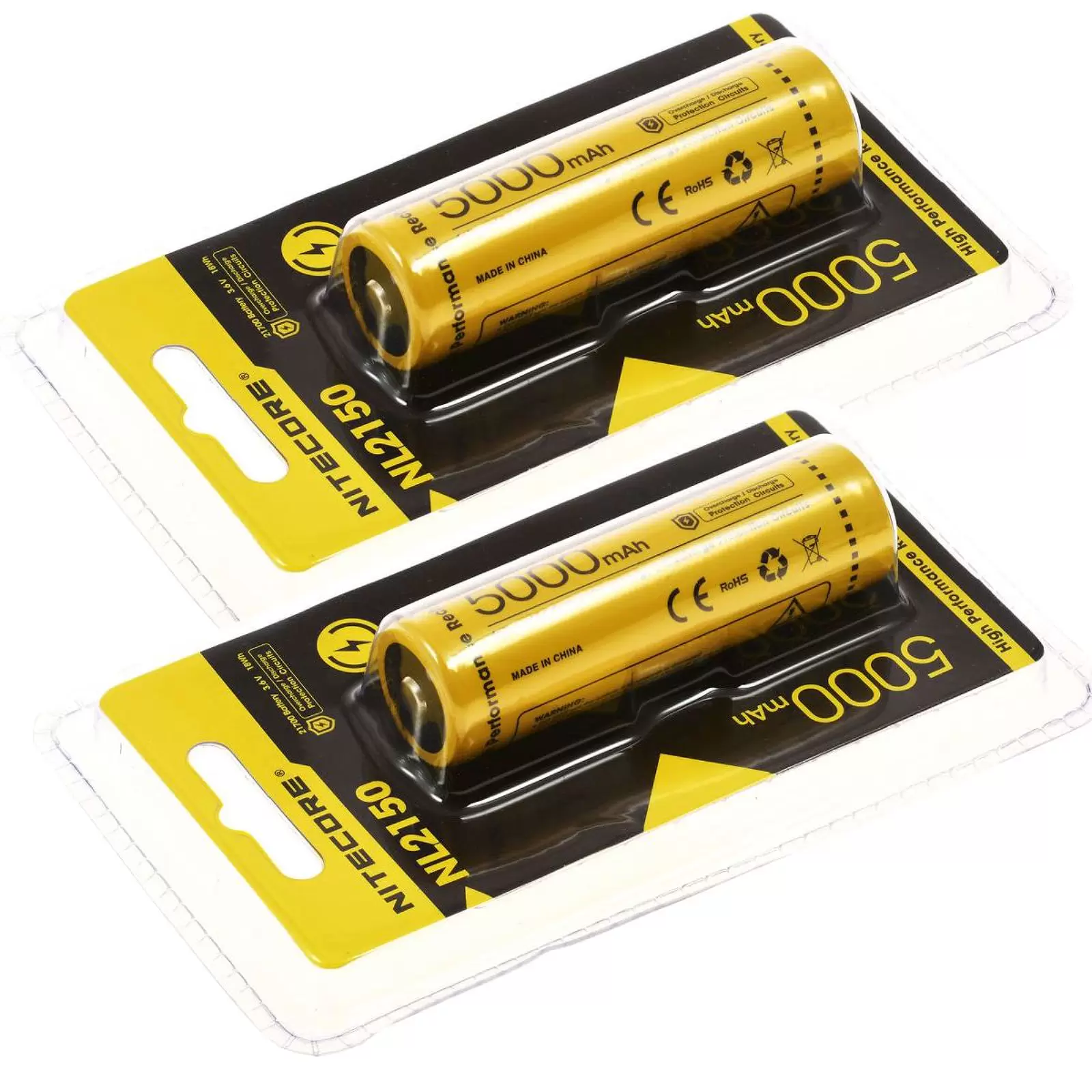 2x Nitecore Li-Ion Akku Typ 21700 NL2150, 5000mAh