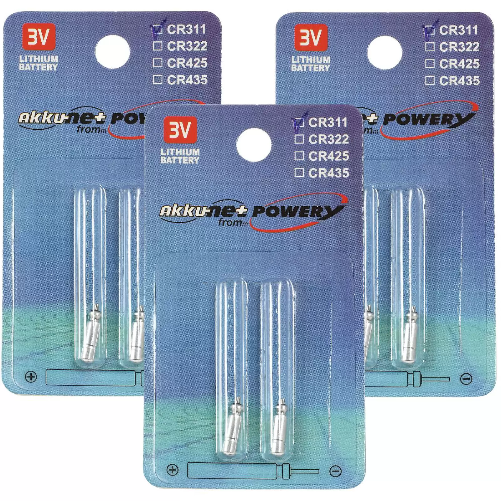 6x Stabbatterie, Stiftbatterie CR311 für z.B. Angelposen, Bissanzeiger Lithium 3x2er Blister