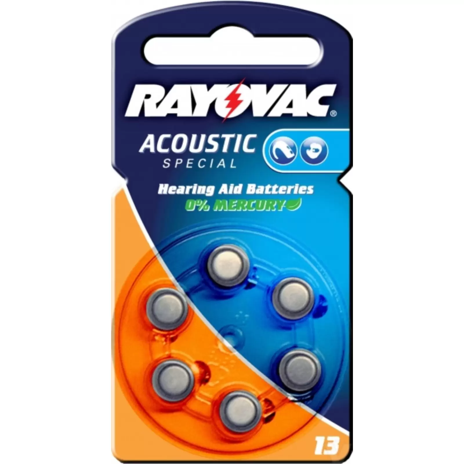 Rayovac Acoustic Special Hörgerätebatterie Typ 13 / 13AE / AE13 / DA13 / PR48 / V13AT 6er Blister