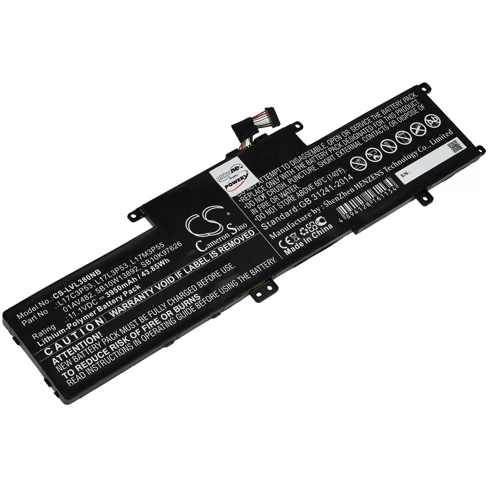 Akku passend für Laptop Lenovo ThinkPad L380-20M50044AU, L380-20M50019AU, Typ L17L3P53 u.a. Akku passend für Laptop Lenovo ThinkPad L380-20M50044AU, L380-20M50019AU, Typ L17L3P53 u.a.
