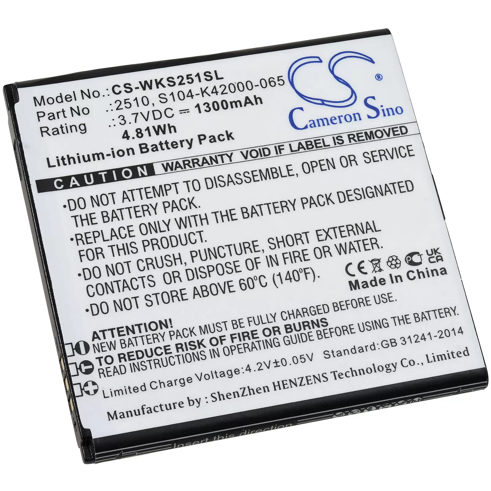 Akku passend für Handy, Smartphone Wiko Sunny 2, V2510, Typ S104-K42000-065 Akku passend für Handy, Smartphone Wiko Sunny 2, V2510, Typ S104-K42000-065