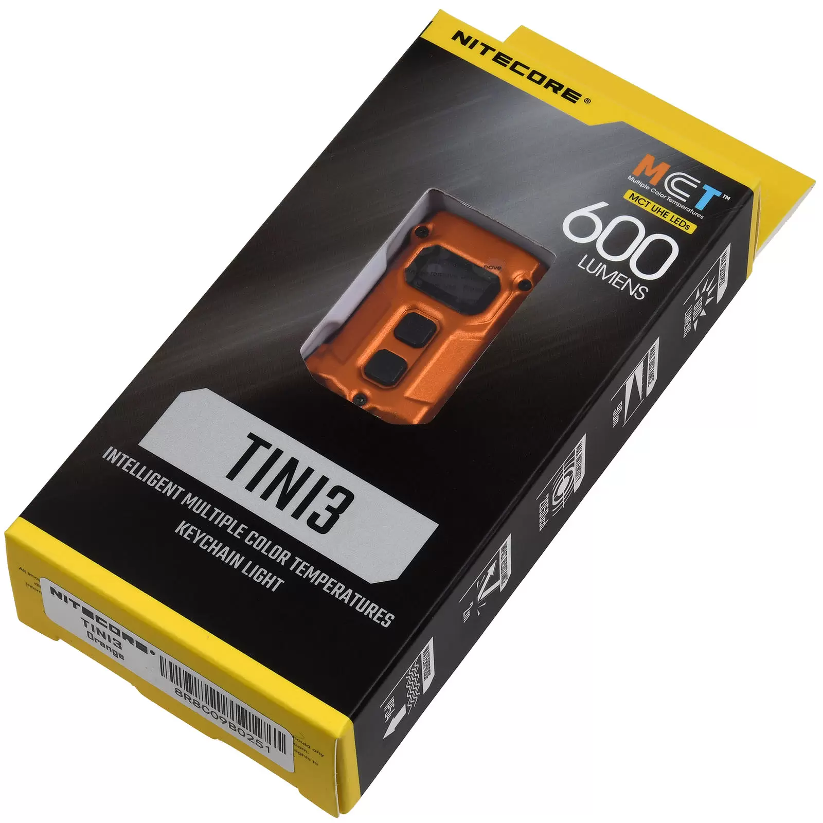 Nitecore TINI 3 LED-Schlüsselanhänger-Taschenlampe 600 Lumen Orange