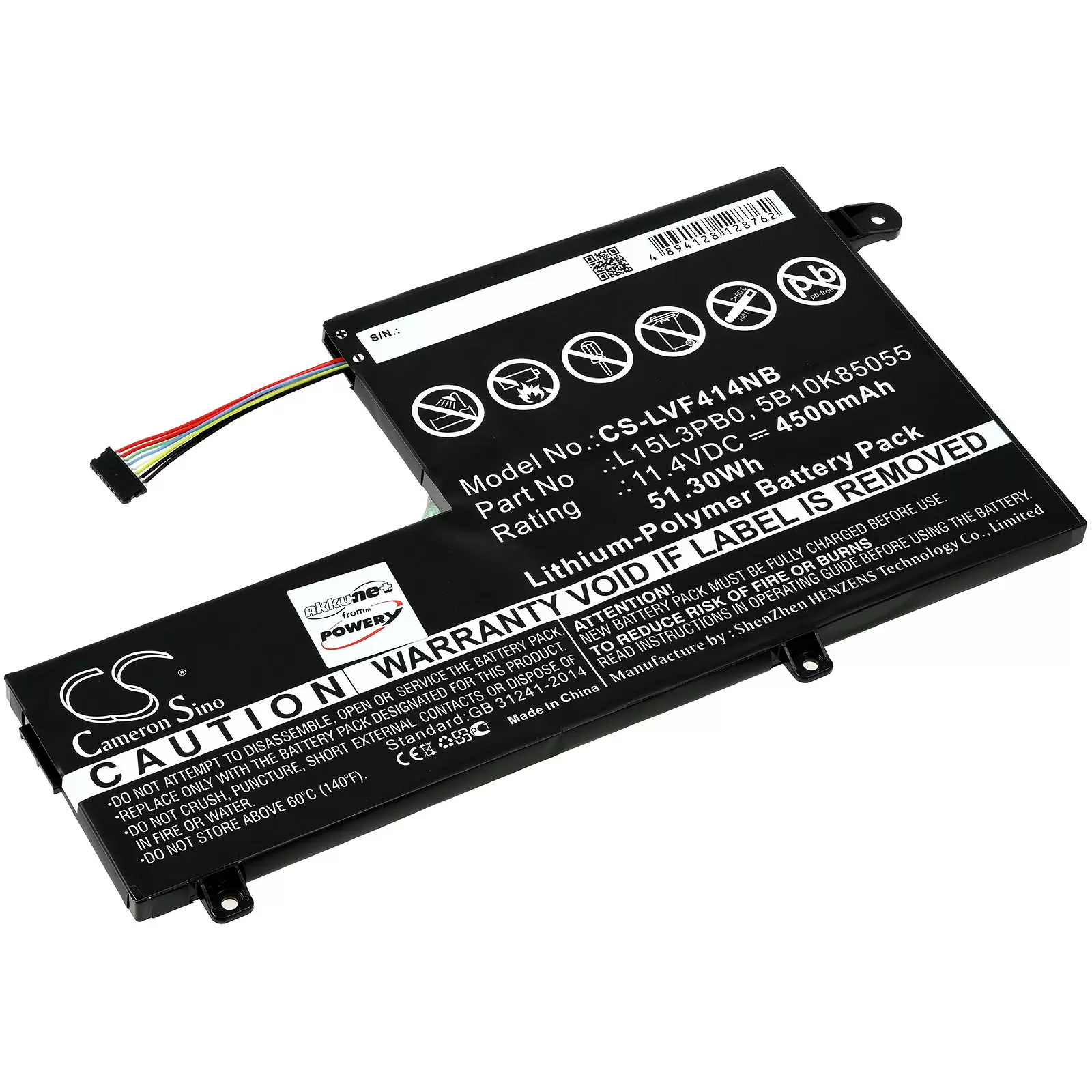 Akku passend für Laptop Lenovo Flex 4 1470, Flex 5 1570, Typ L15L3PB0 u.a.