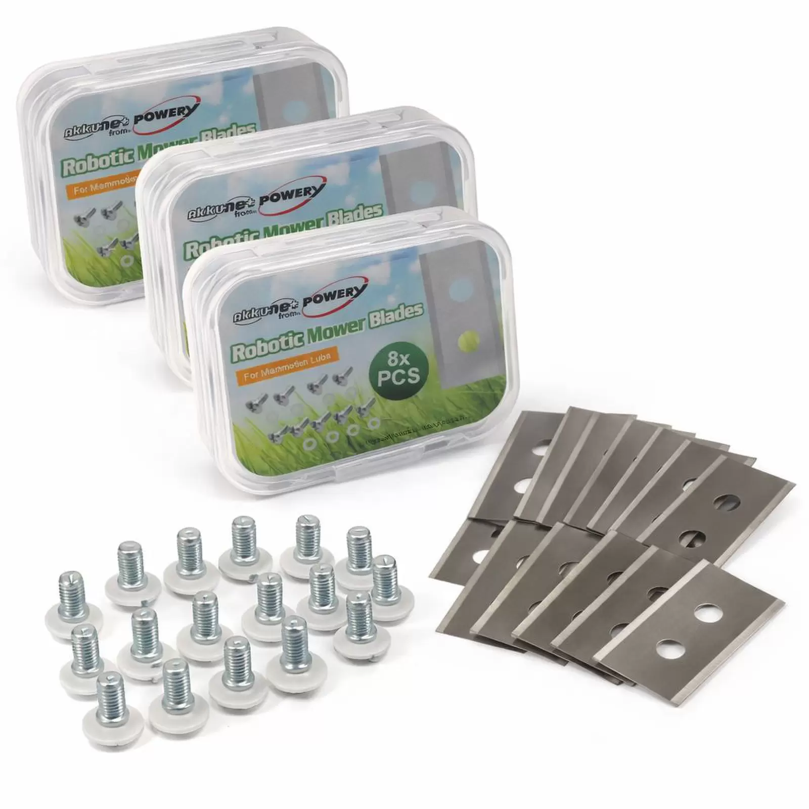 24x Ersatzklingen für Mähroboter YUKA 600 bis YUKA 1500 inkl. Schrauben