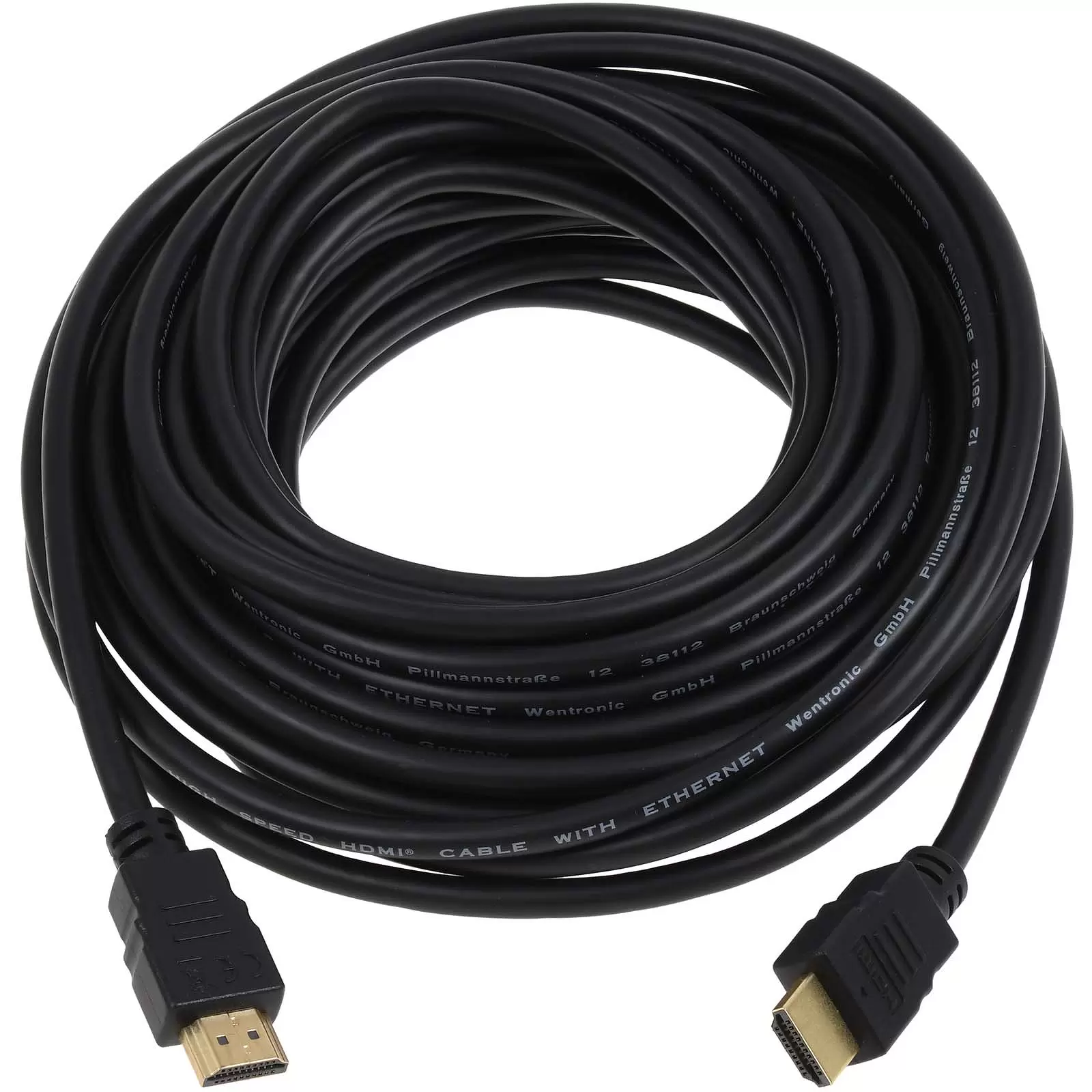 High Speed HDMI Kabel mit Standard-Stecker (Typ A) 10m, Schwarz, vergoldete Anschlüsse