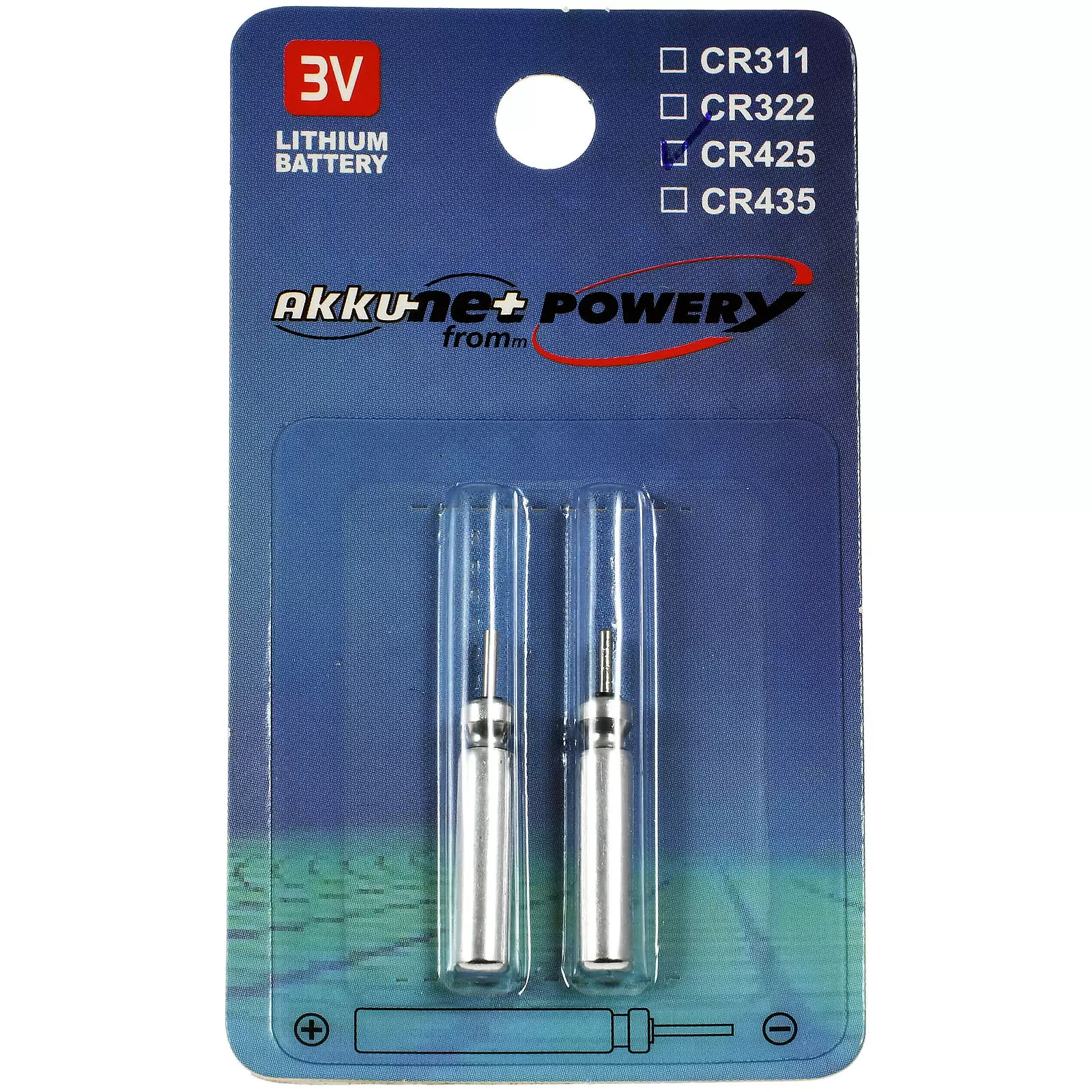 Stabbatterie, Stiftbatterie CR425 für Elektro Posen, Angelposen, Bissanzeiger Lithium 2er Blister