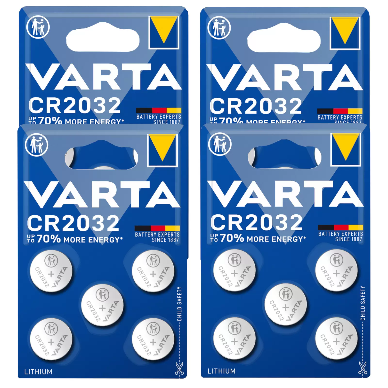 20x VARTA CR2032 DL2032 ECR2032 Lithium Knopfzellen – 4x 5er Blister für Uhren, Autoschlüssel 20x VARTA CR2032 DL2032 ECR2032 Lithium Knopfzellen – 4x 5er Blister für Uhren, Autoschlüssel