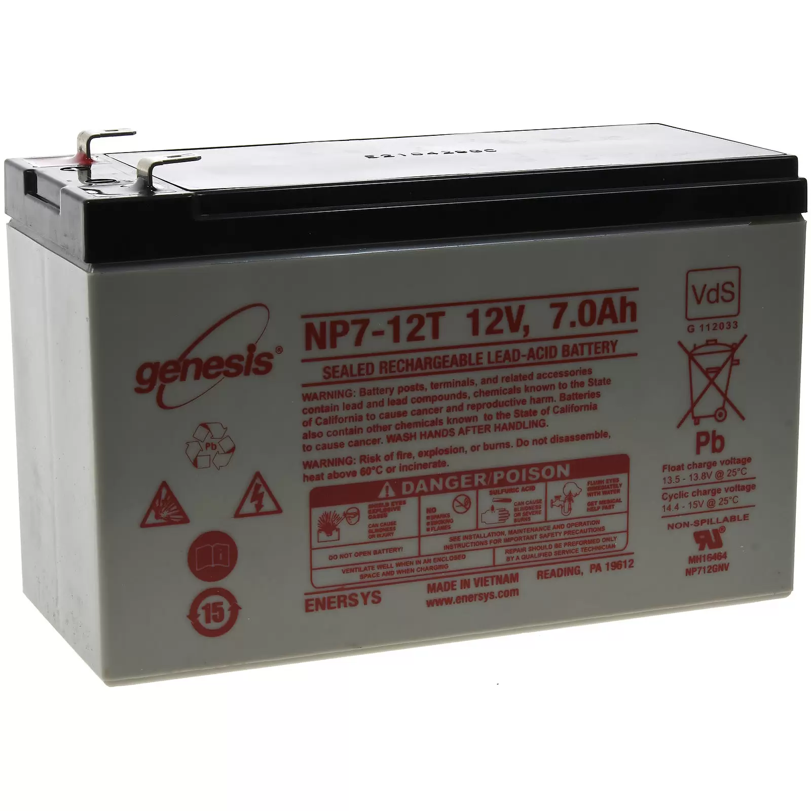 Enersys Hawker AGM Genesis Bleiakku 12V 7 Ah VdS Enersys Hawker AGM Genesis Bleiakku 12V 7 Ah VdS