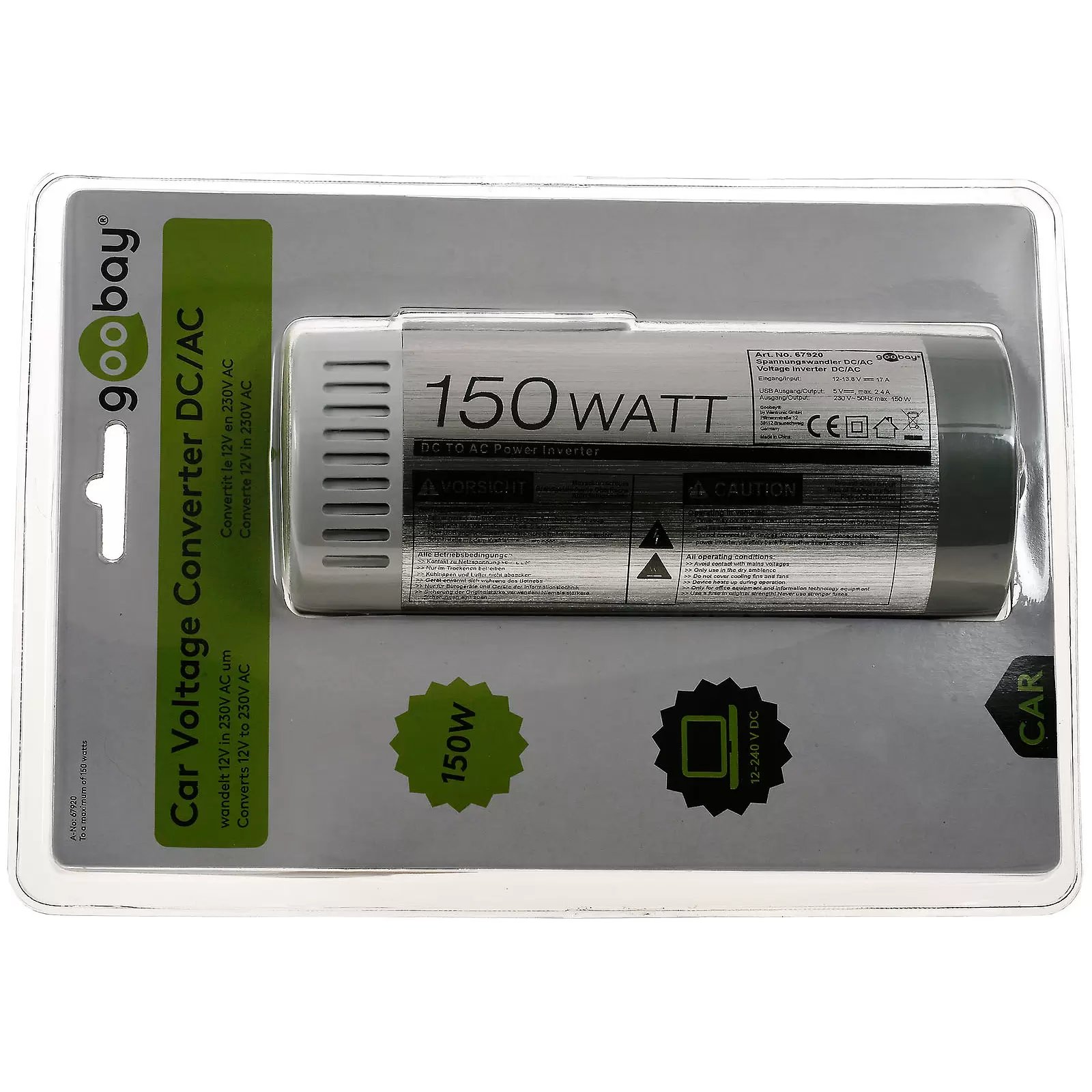 Kfz-Inverter/ Spannungswandler 2in1 12V DC in 230V AC, inkl. USB (5V 2,4A) Kfz-Inverter/ Spannungswandler 2in1 12V DC in 230V AC, inkl. USB (5V 2,4A)