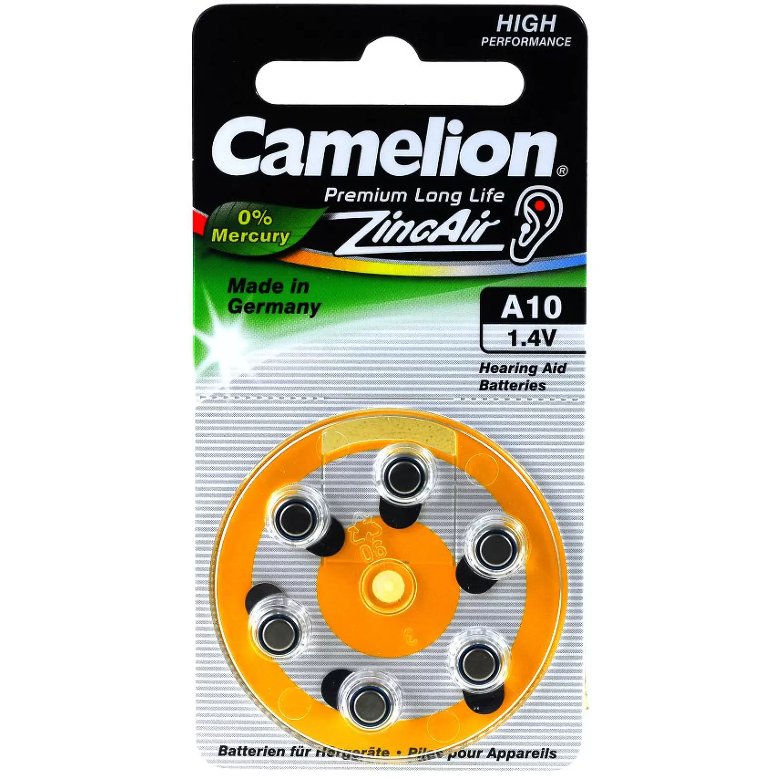 Camelion Hörgerätebatterie A10 ZL10 PR70 PR536 AE10 DA10 10AE V10AT PR230 6er Blister Camelion Hörgerätebatterie A10 ZL10 PR70 PR536 AE10 DA10 10AE V10AT PR230 6er Blister