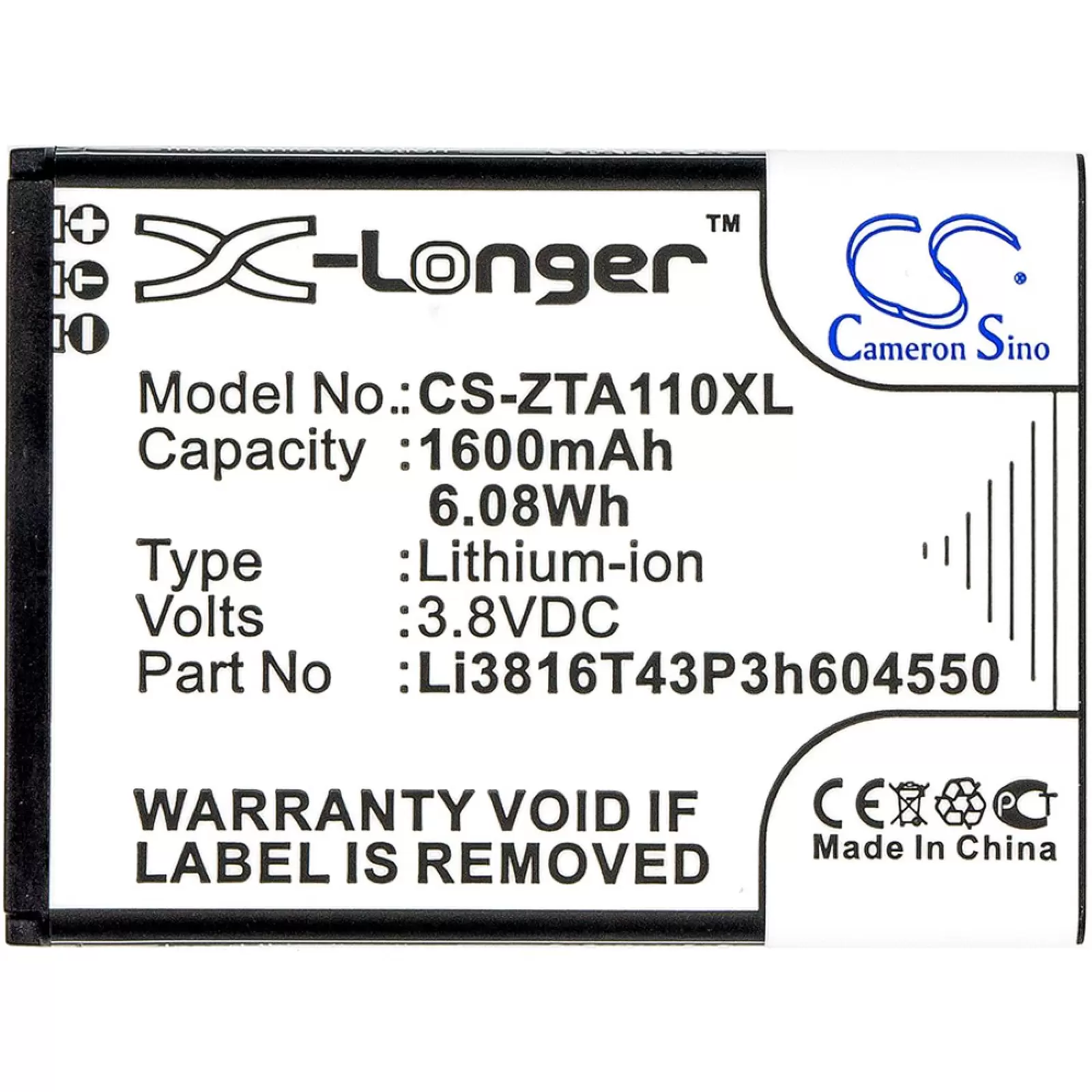Akku für Smartphone ZTE Blade A110 / A112 / Typ Li3816T43P3h604550 Akku für Smartphone ZTE Blade A110 / A112 / Typ Li3816T43P3h604550