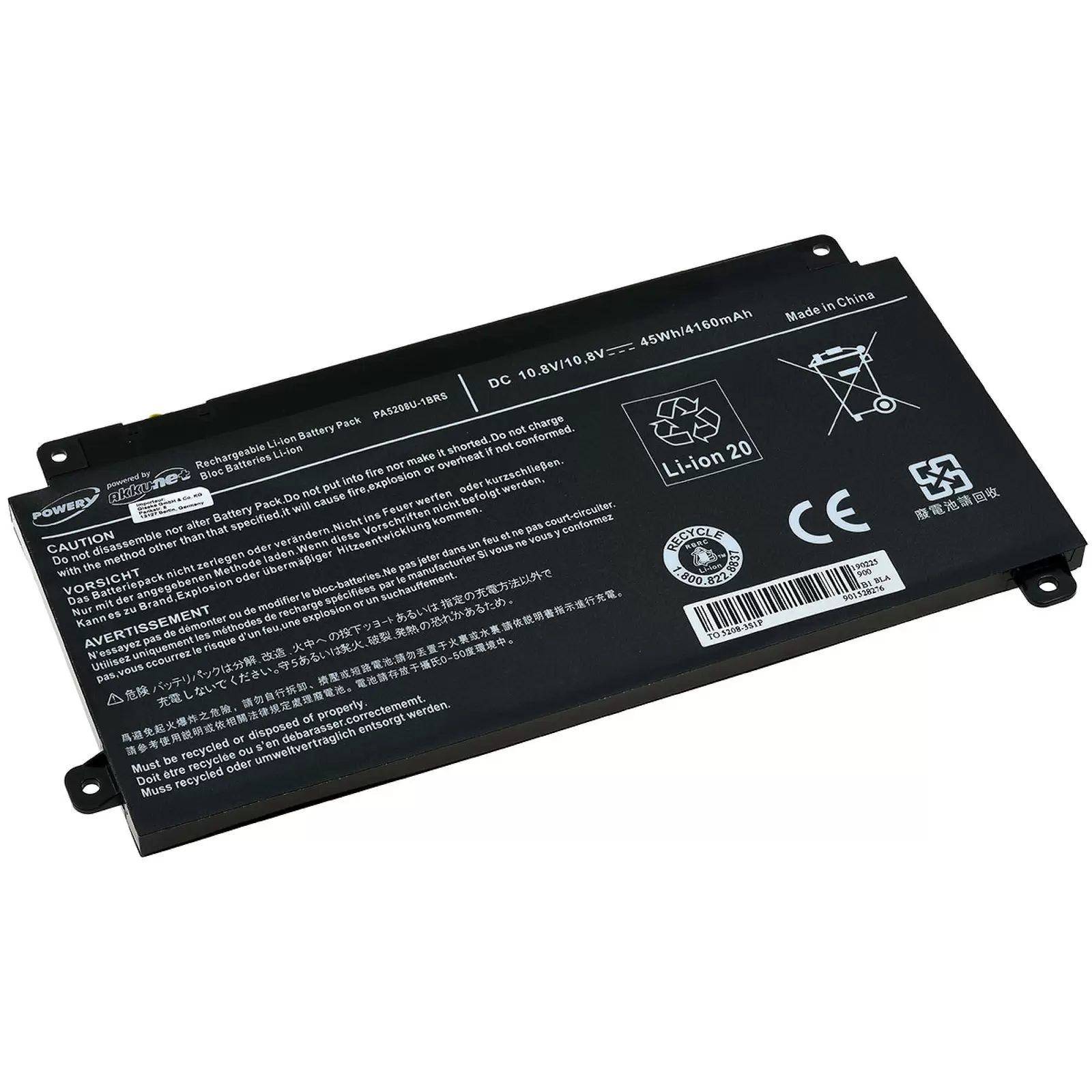 Akku für Laptop Toshiba Chromebook 2 CB35 / CB-35-B3340 / Typ PA5208U-1BRS