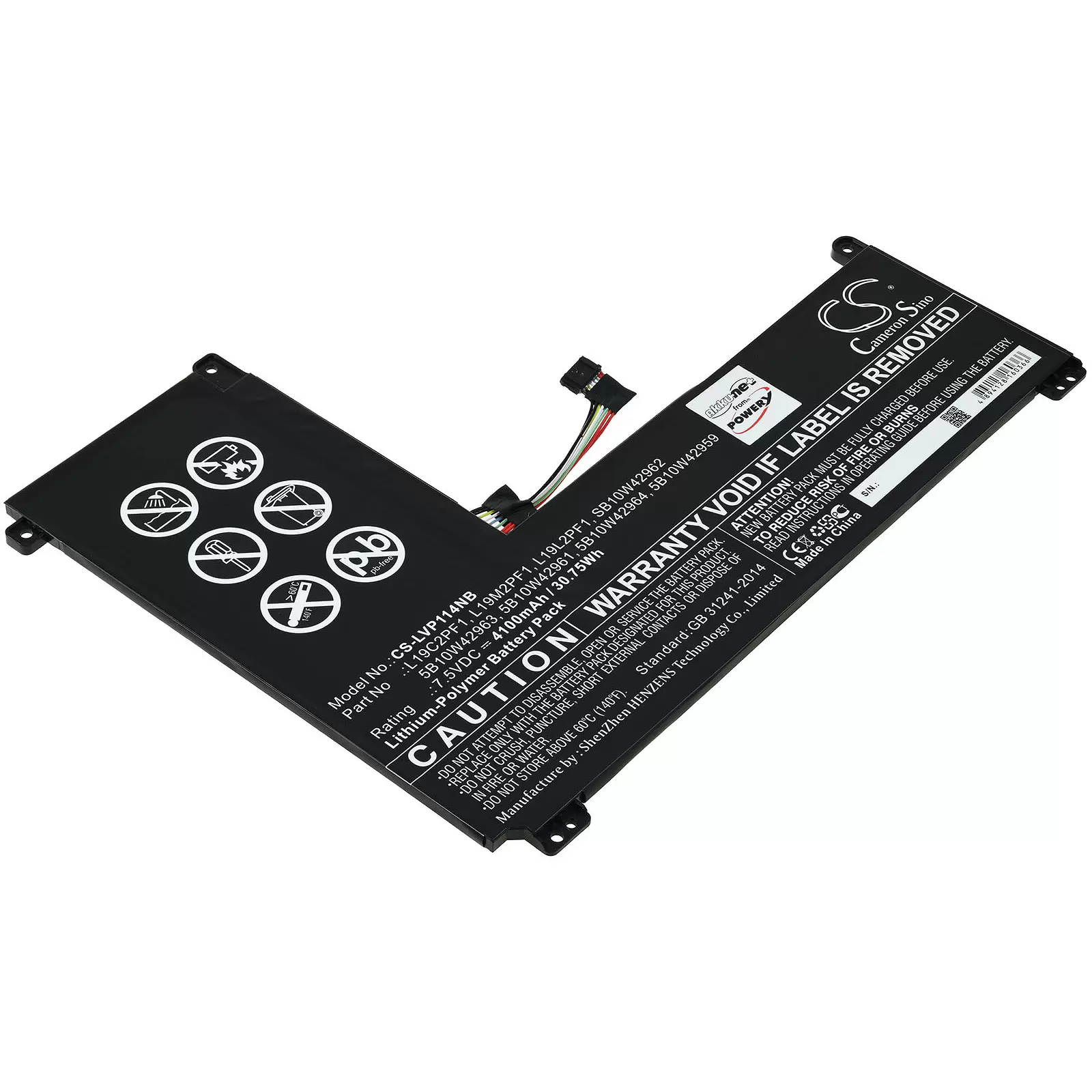 Akku passend für Laptop Lenovo IdeaPad 1-11IGL05, 1-14IGL05, Typ L19C2PF1 u.a.