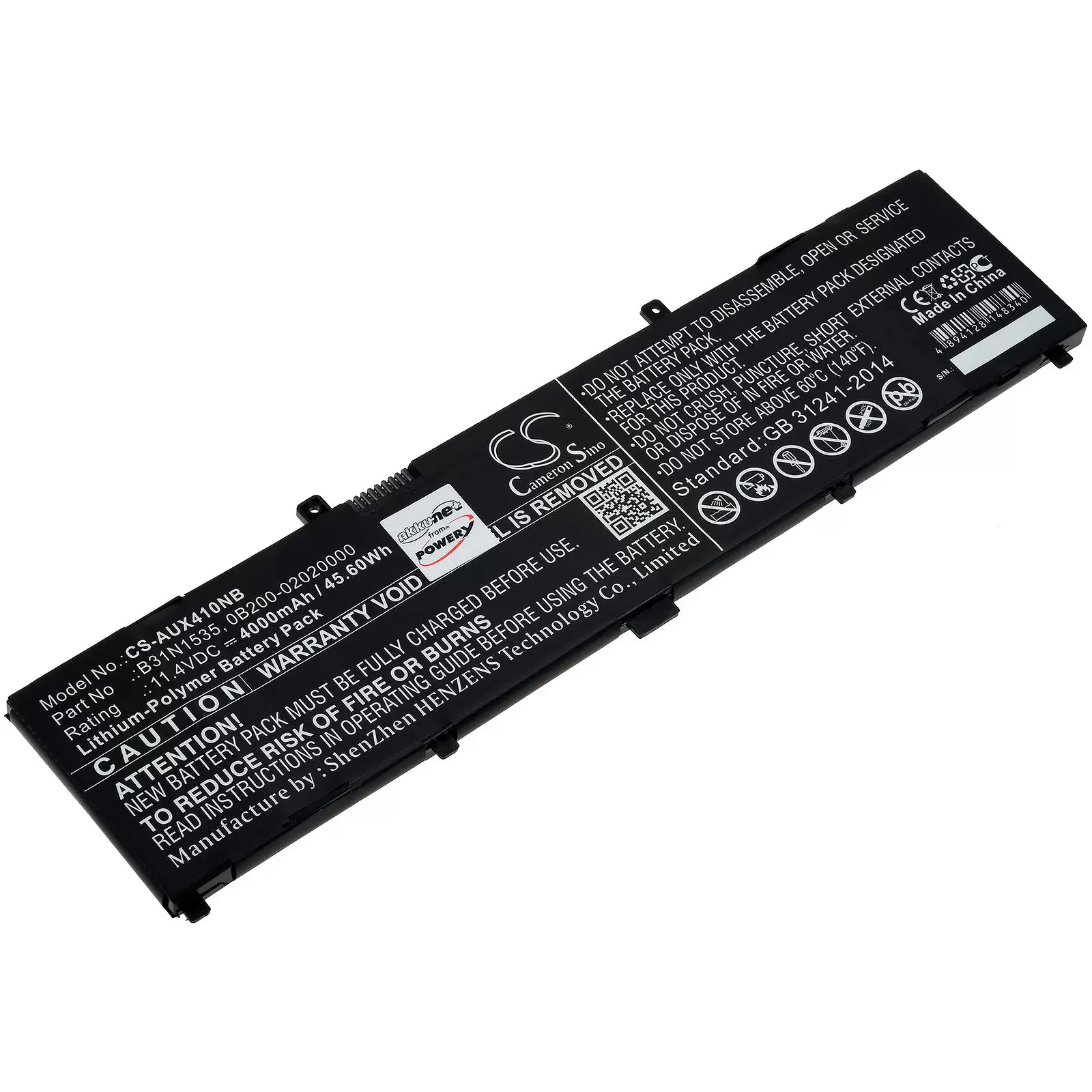 Akku passend für Laptop Asus UX310UA, UX410UA, Typ B31N1535 u.a.