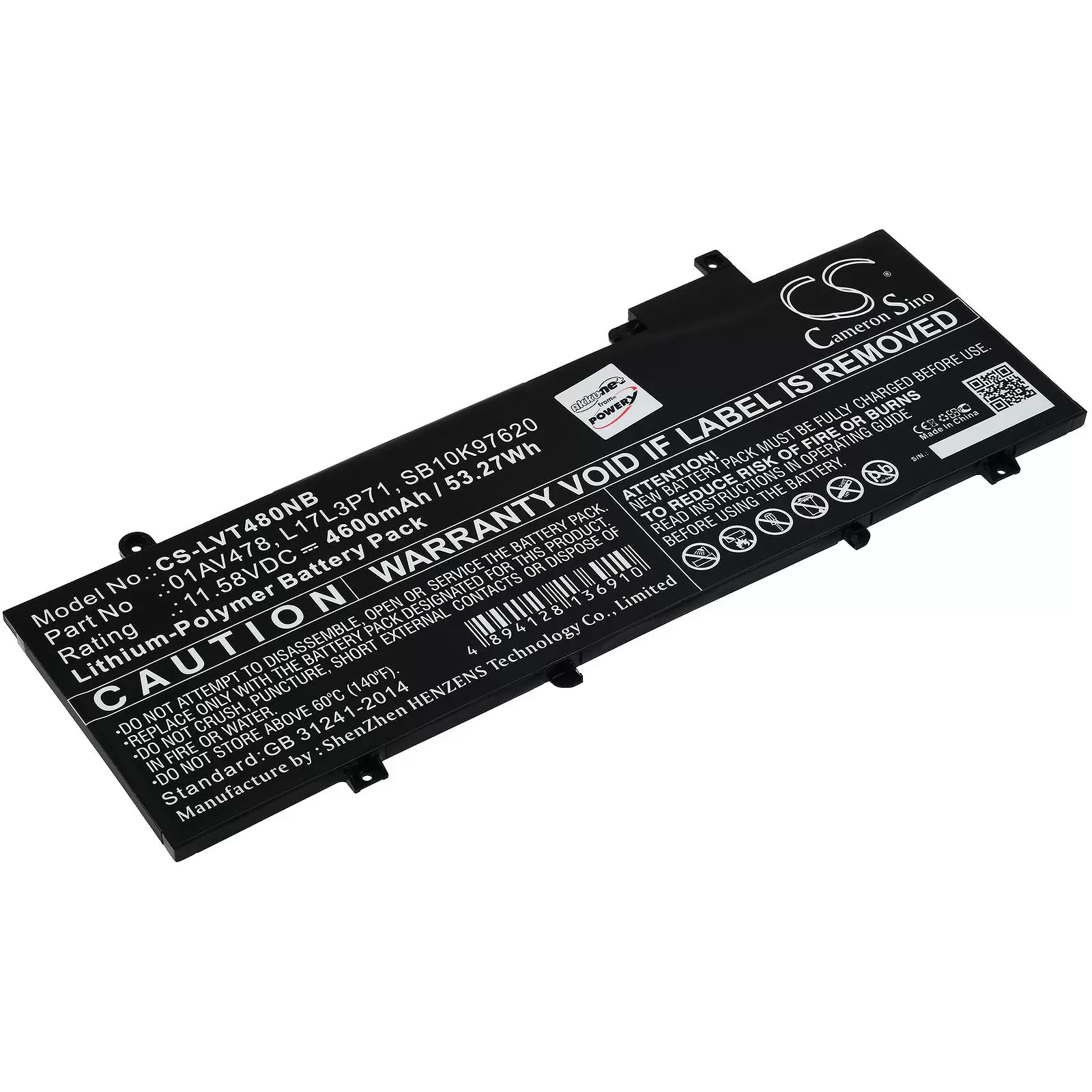 Akku passend für Laptop Lenovo ThinkPad T480s Serie, T480s 20L7002LCD, Typ L17L3P71 u.a.