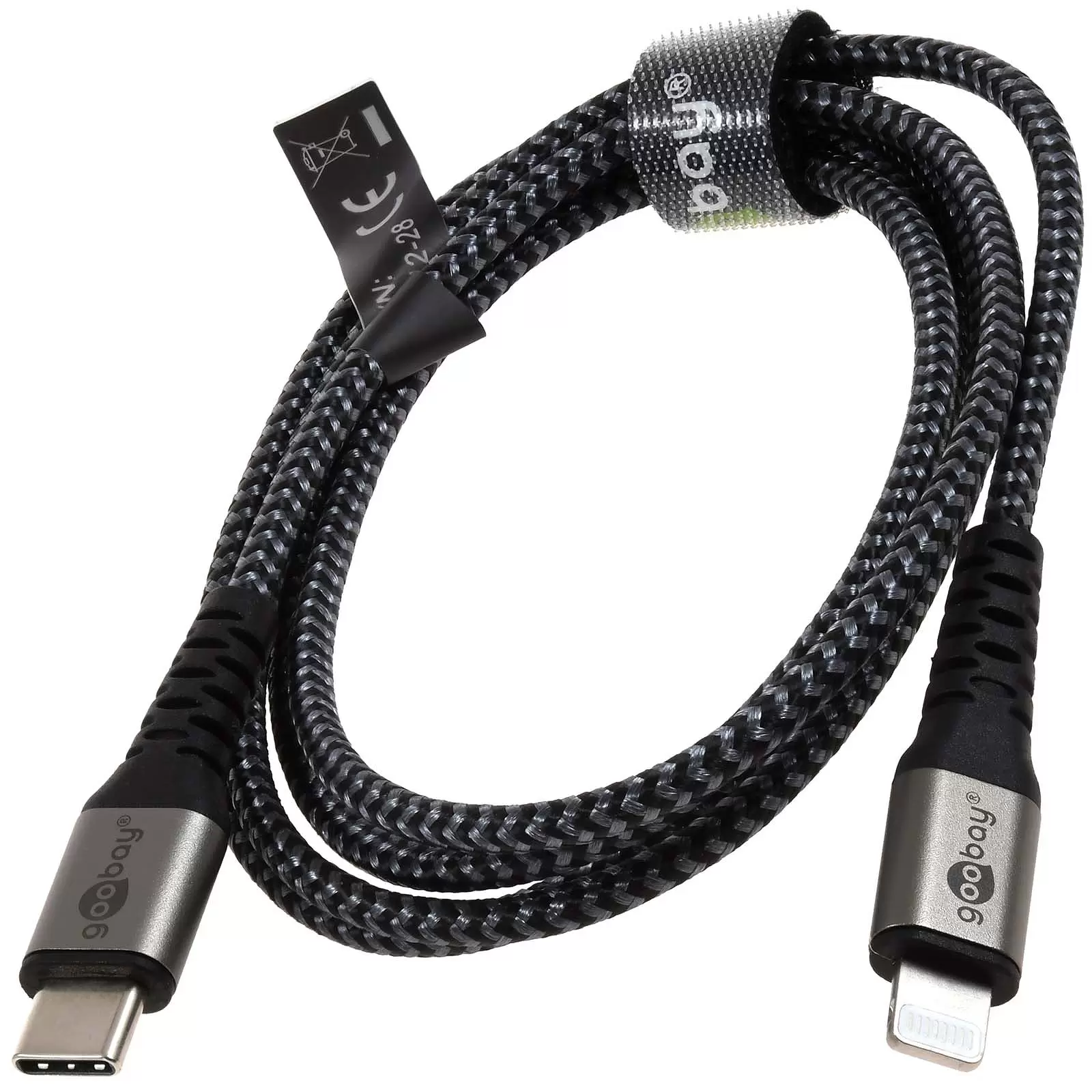 Lade- und Synchronisationskabel USB-Cfür Apple iPhone/iPad schwarz, grau 1 m
