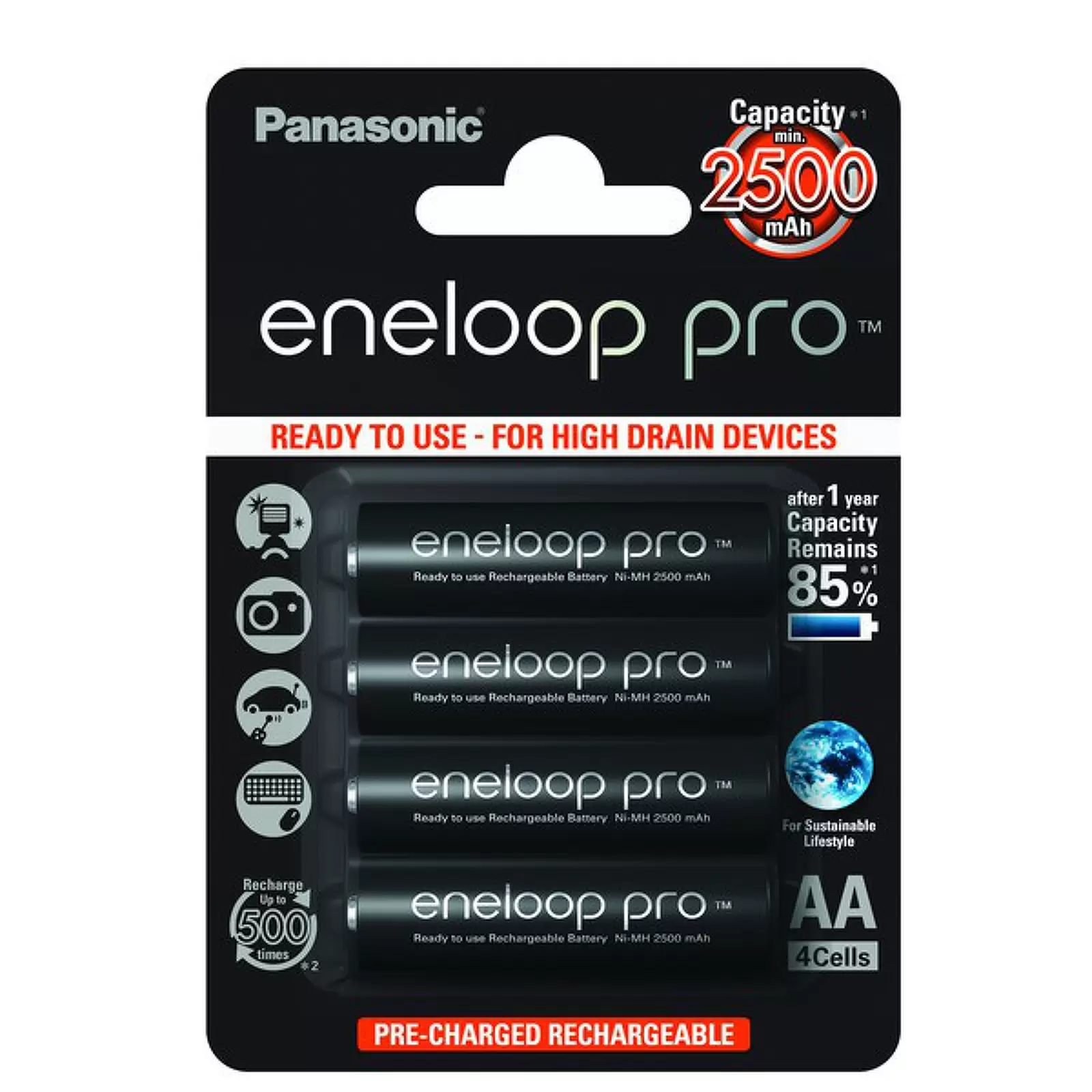 Panasonic eneloop Pro BK-3HCDE/4BE 2500mAh 4er Blister Panasonic eneloop Pro BK-3HCDE/4BE 2500mAh 4er Blister