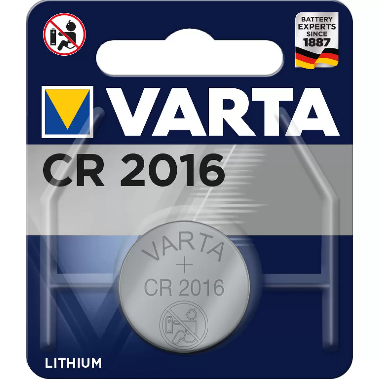 Lithium Knopfzelle, Batterie Varta CR 2016, IEC CR2016, ersetzt auch DL2016, 3V 1er Blister Lithium Knopfzelle, Batterie Varta CR 2016, IEC CR2016, ersetzt auch DL2016, 3V 1er Blister