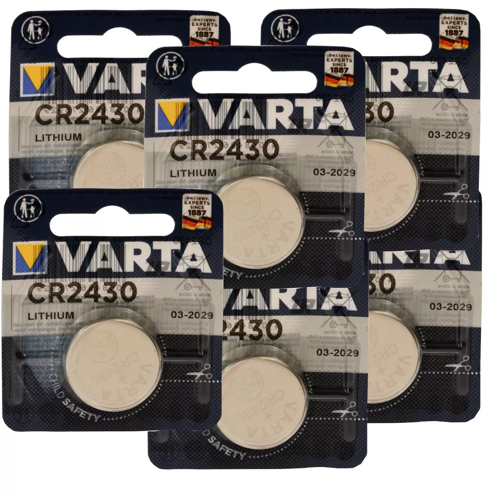 6x Lithium Knopfzelle Batterie Varta Electronic CR2430 3V 1er Blister 6x Lithium Knopfzelle Batterie Varta Electronic CR2430 3V 1er Blister