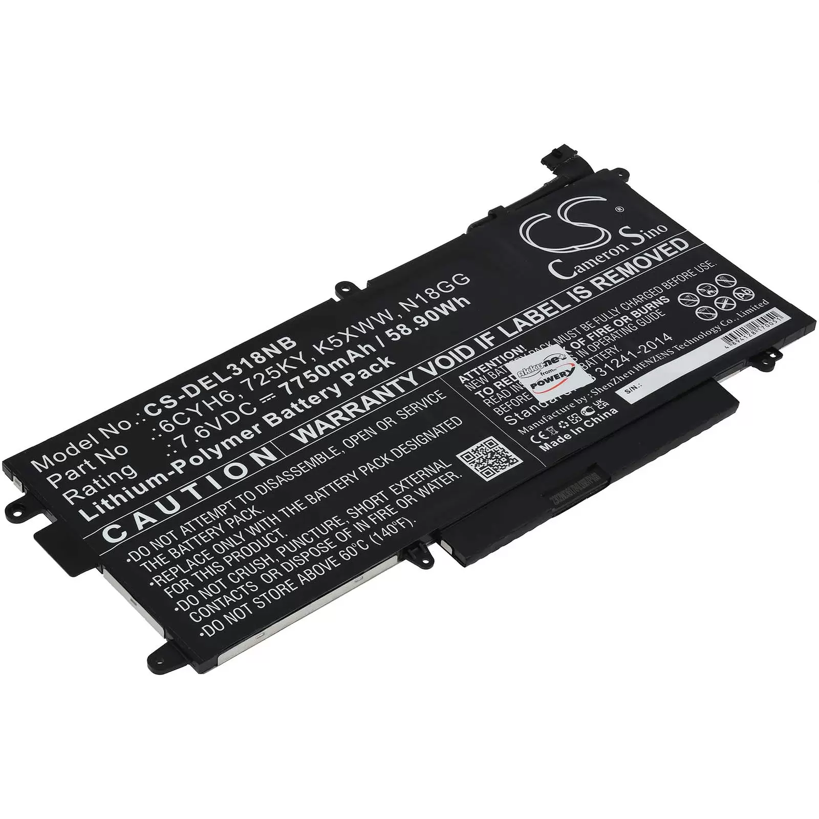 Akku passend für Laptop Dell Latitude E5289, Latitude L3189, Typ N18GG Akku passend für Laptop Dell Latitude E5289, Latitude L3189, Typ N18GG