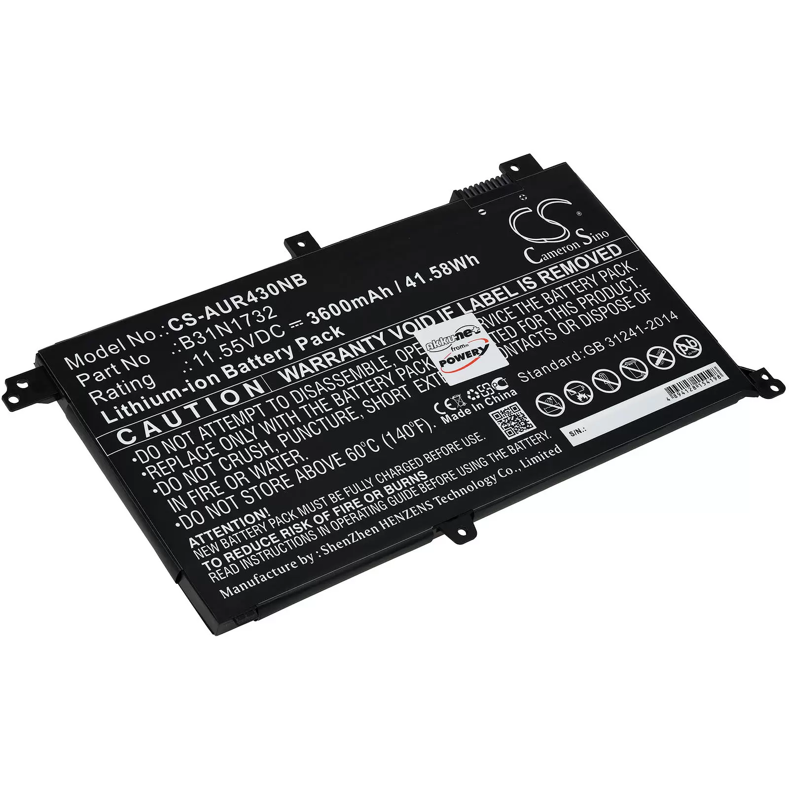 Akku passend für Laptop Asus K430FA, VivoBook S14 S430UA-EB011T, Typ B31N1732 u.a.