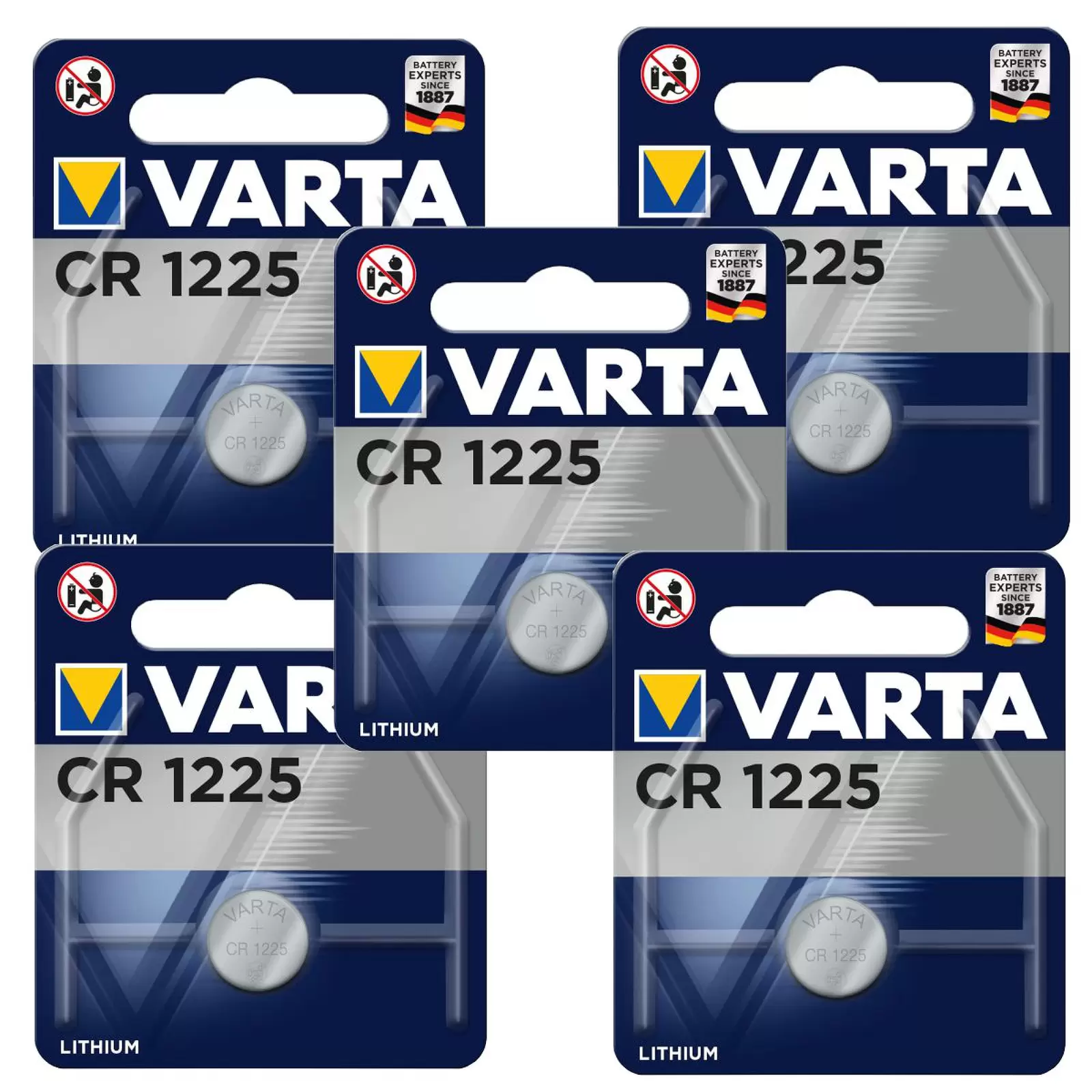 5x Lithium Knopfzelle, Batterie Varta CR1225 5x 1er Blister 5x Lithium Knopfzelle, Batterie Varta CR1225 5x 1er Blister