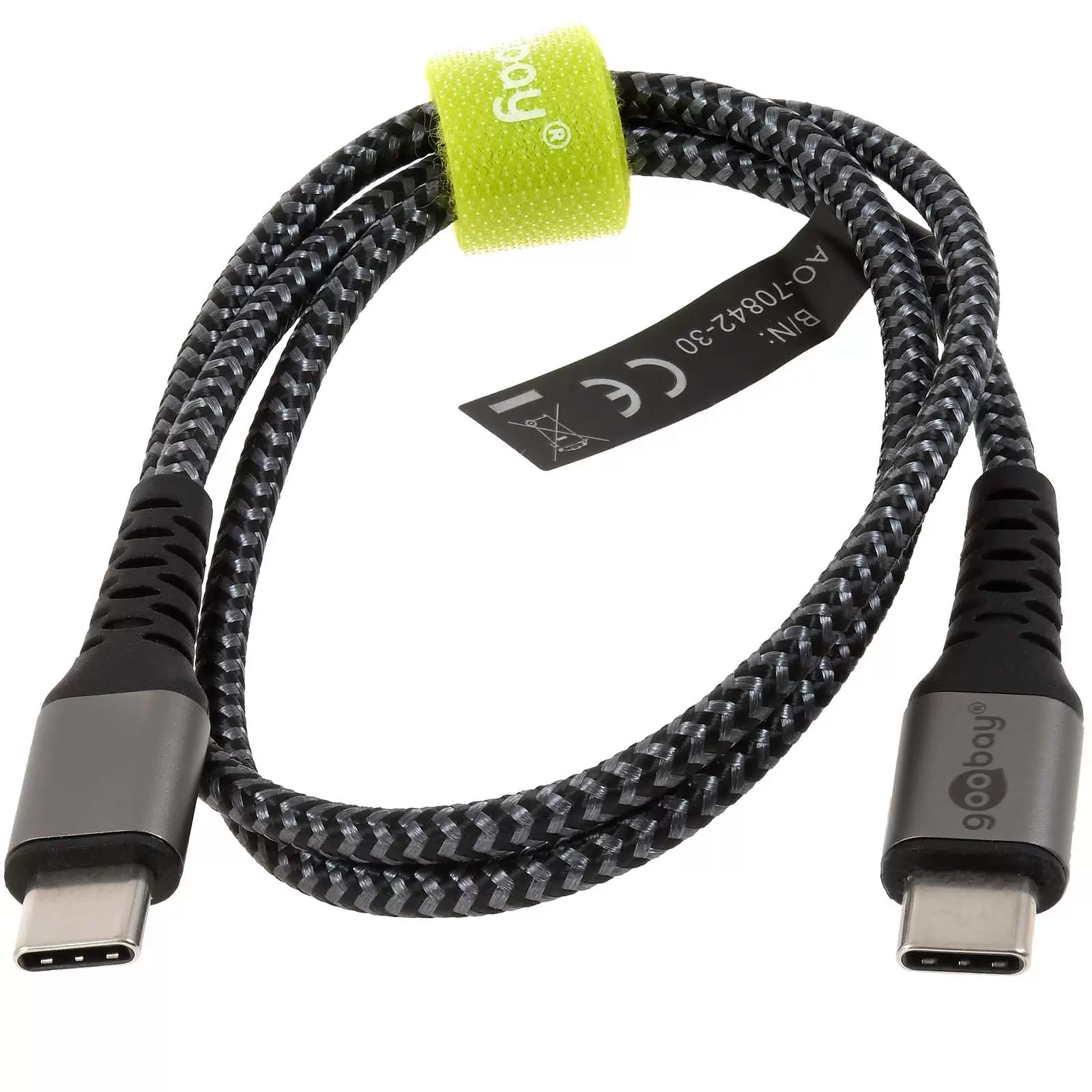 USB-C-auf-USB-C Textilkabel mit Metallsteckern spacegrau/silber, 0,5 m, 49301 USB-C-auf-USB-C Textilkabel mit Metallsteckern spacegrau/silber, 0,5 m, 49301