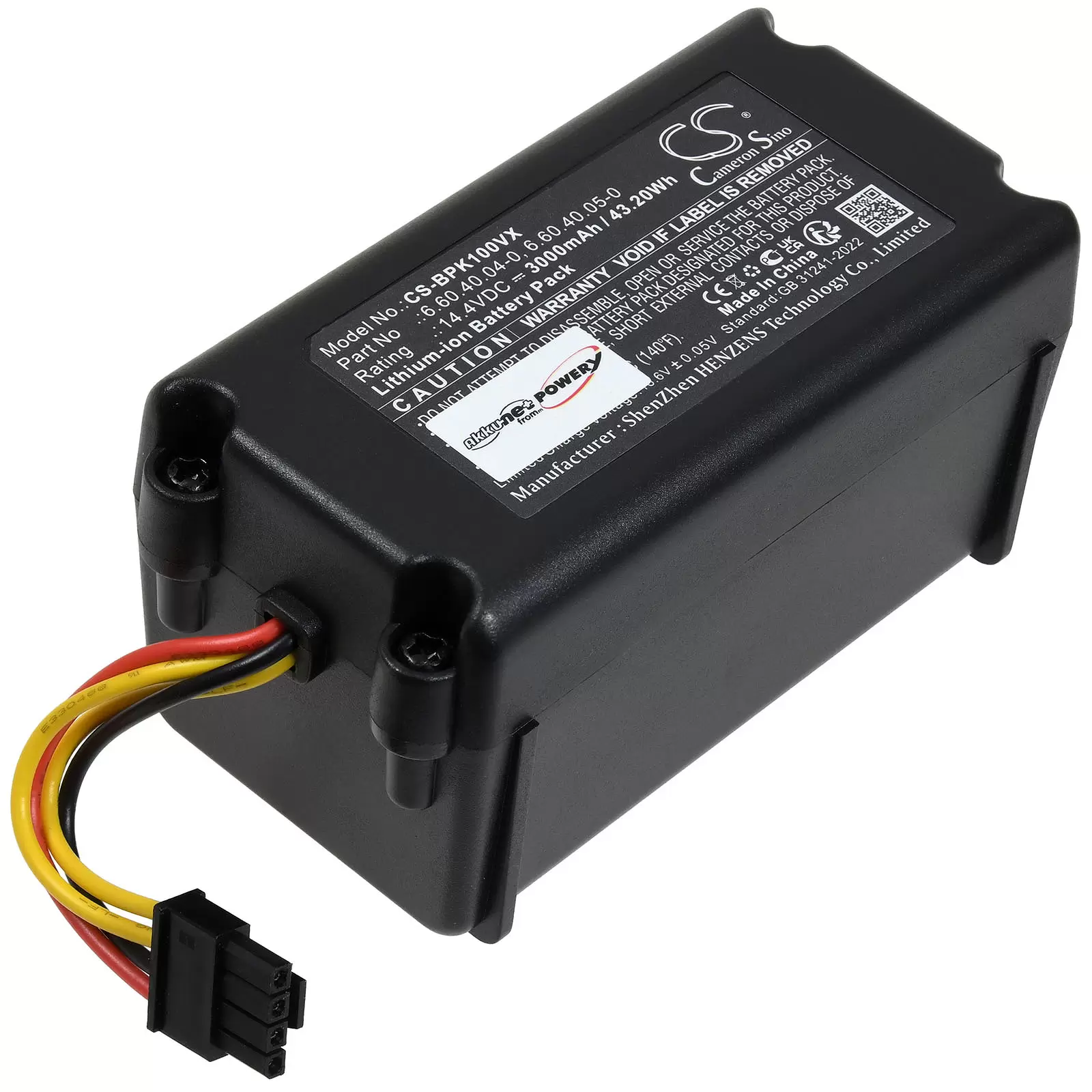 Akku passend für Blaupunkt Bluebot XEASY XPOWER+ XSMART Saugroboter Typ 6.60.40.04-0 Hardcase 4-poliger Stecker