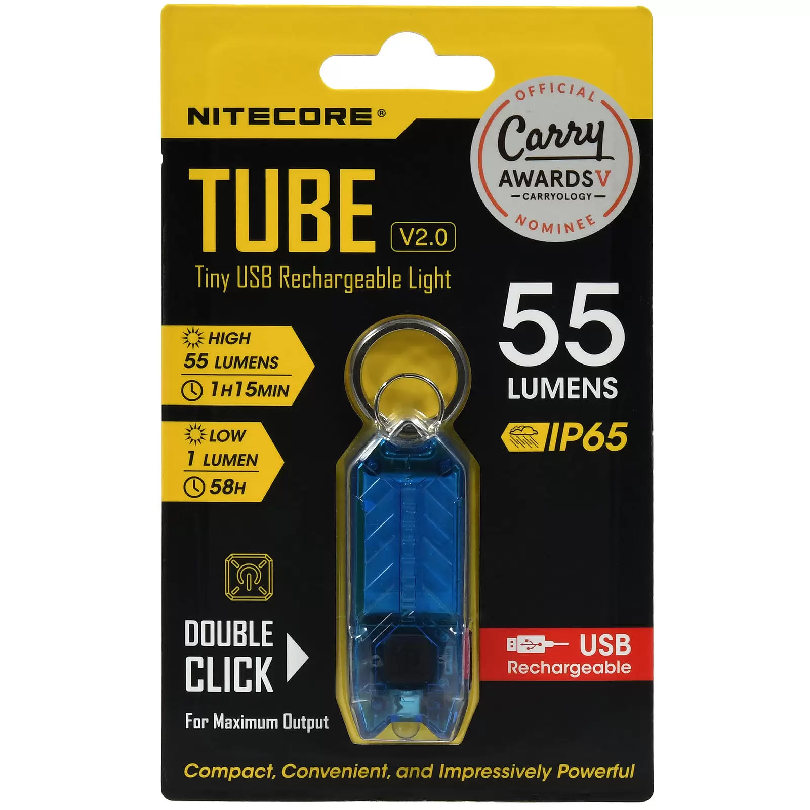 Nitecore TUBE 2.0 Mini LED Taschenlampe, mit Micro USB, 55 Lumen, blau Nitecore TUBE 2.0 Mini LED Taschenlampe, mit Micro USB, 55 Lumen, blau