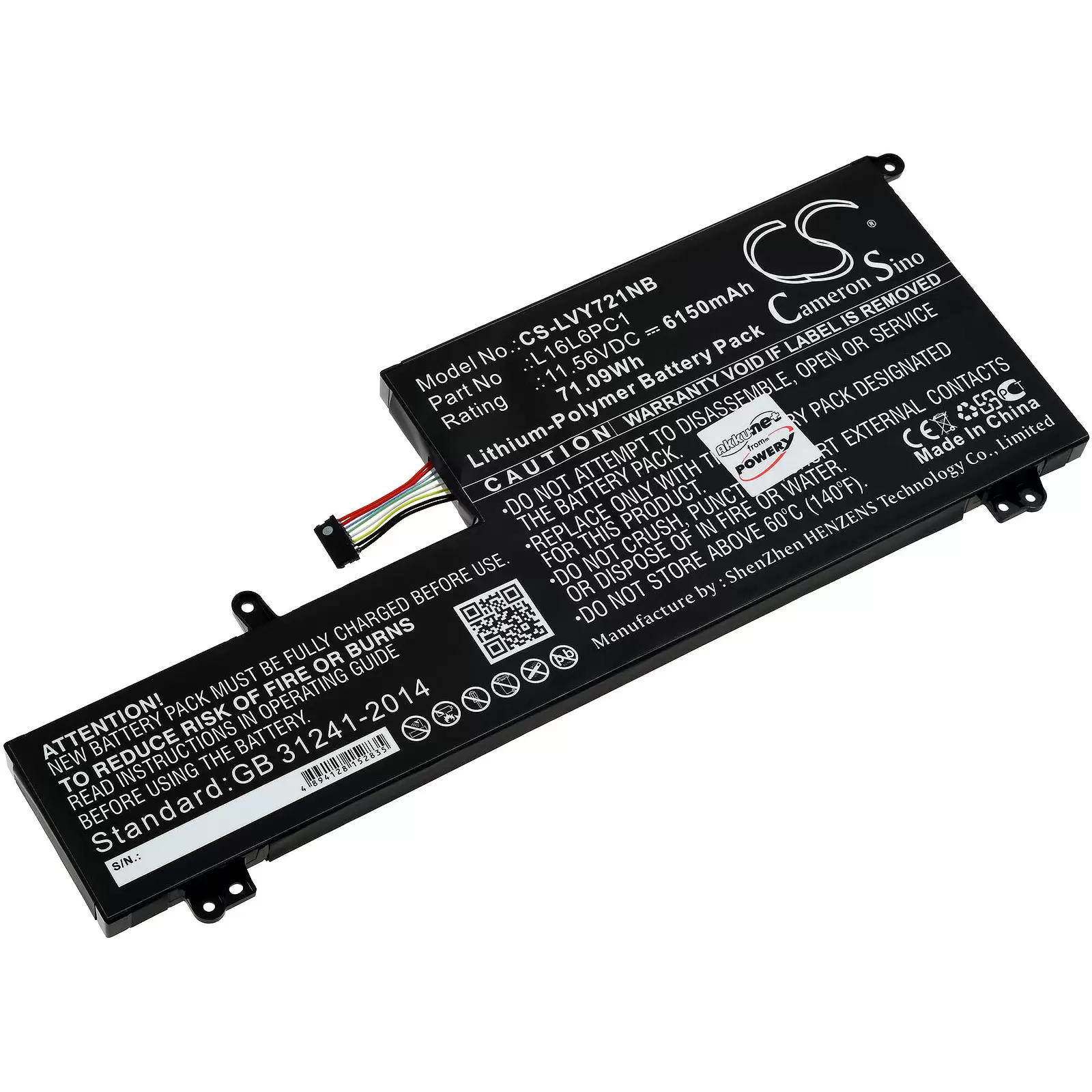 Akku passend für Laptop Lenovo Yoga 720-15ikb 80x7, 720-15ikb 80x700brge, Typ L16L6PC1 u.a.