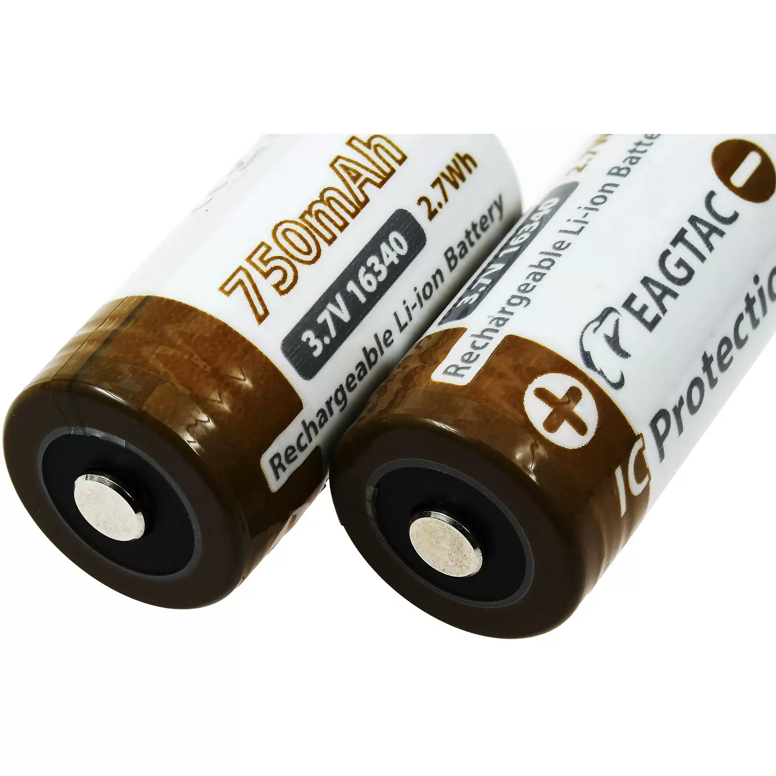 EagleTac CR123 A Li-Ion Akku 16340 (CR123A, RCR123) 750mAh 3,7V (2 Stück)