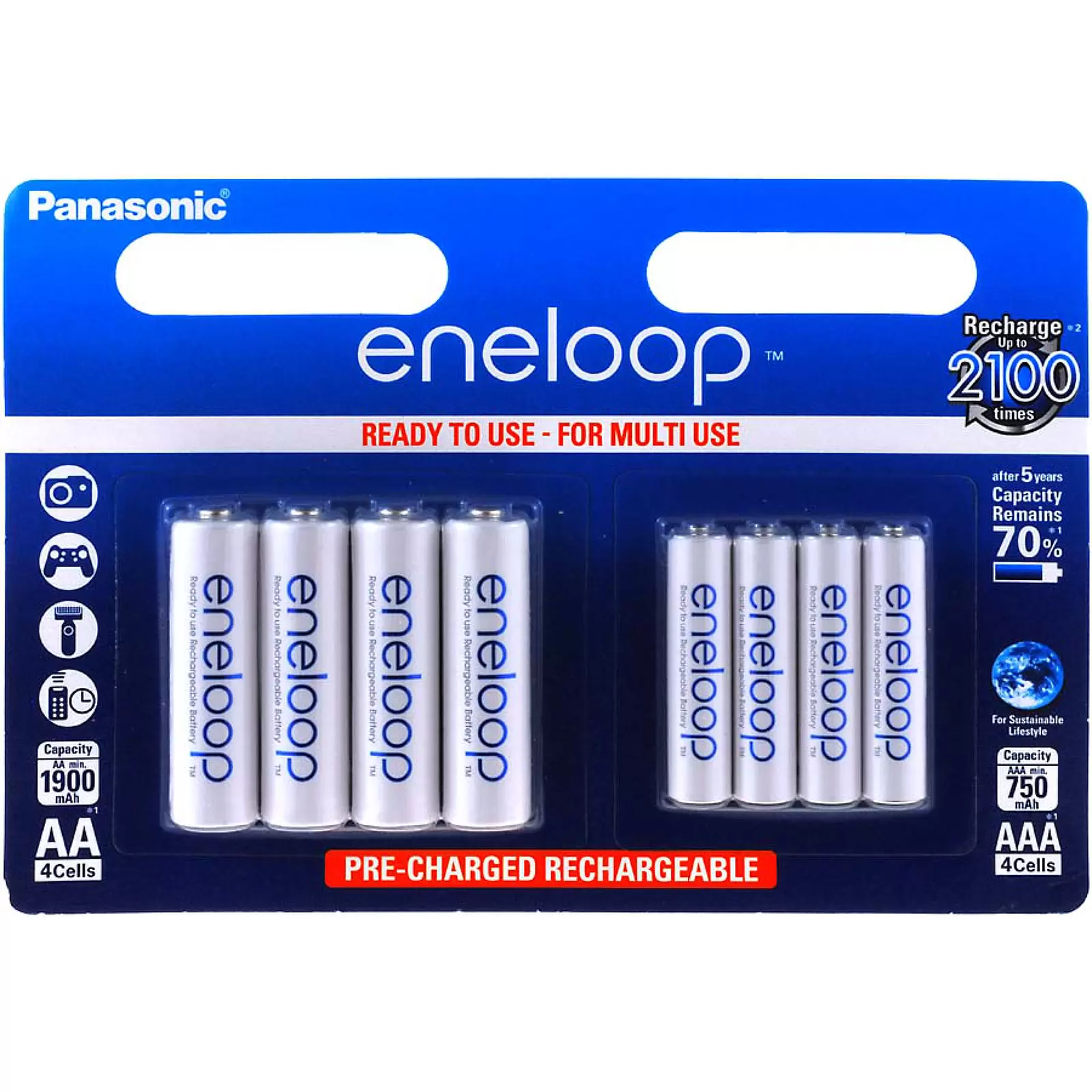 Panasonic eneloop Akku AA / AAA - 2x 4er Blister / Typ BK-KJMCCE44E